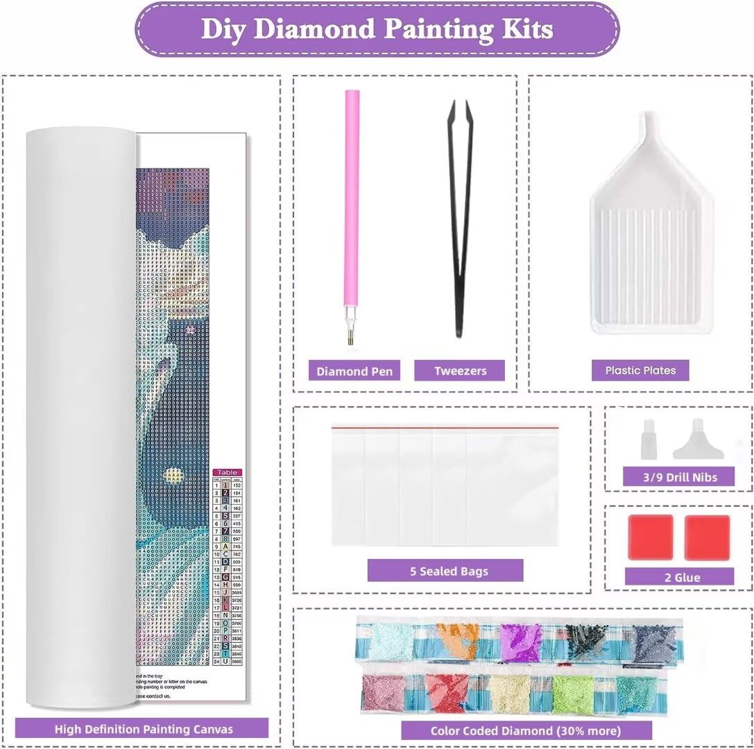 5D Diamond Painting Mond Strand Diamant Painting Set, DIY Daiments Painting Vollbohrer Kit, Malen Nach Zahlen Erwachsene Kinder, Büro Eingang Wand Wohnzimmer Schlafzimmer Dekoration, 60x90cm H-398