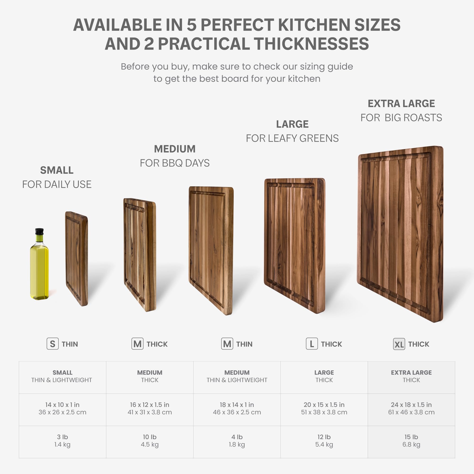 Nº 108 de Proteak/cocina tabla de cortar con surco/Junta de cocina tabla de cortar tabla de cortar/madera de teca/teca/teca/61 x 45,8 x 3,8