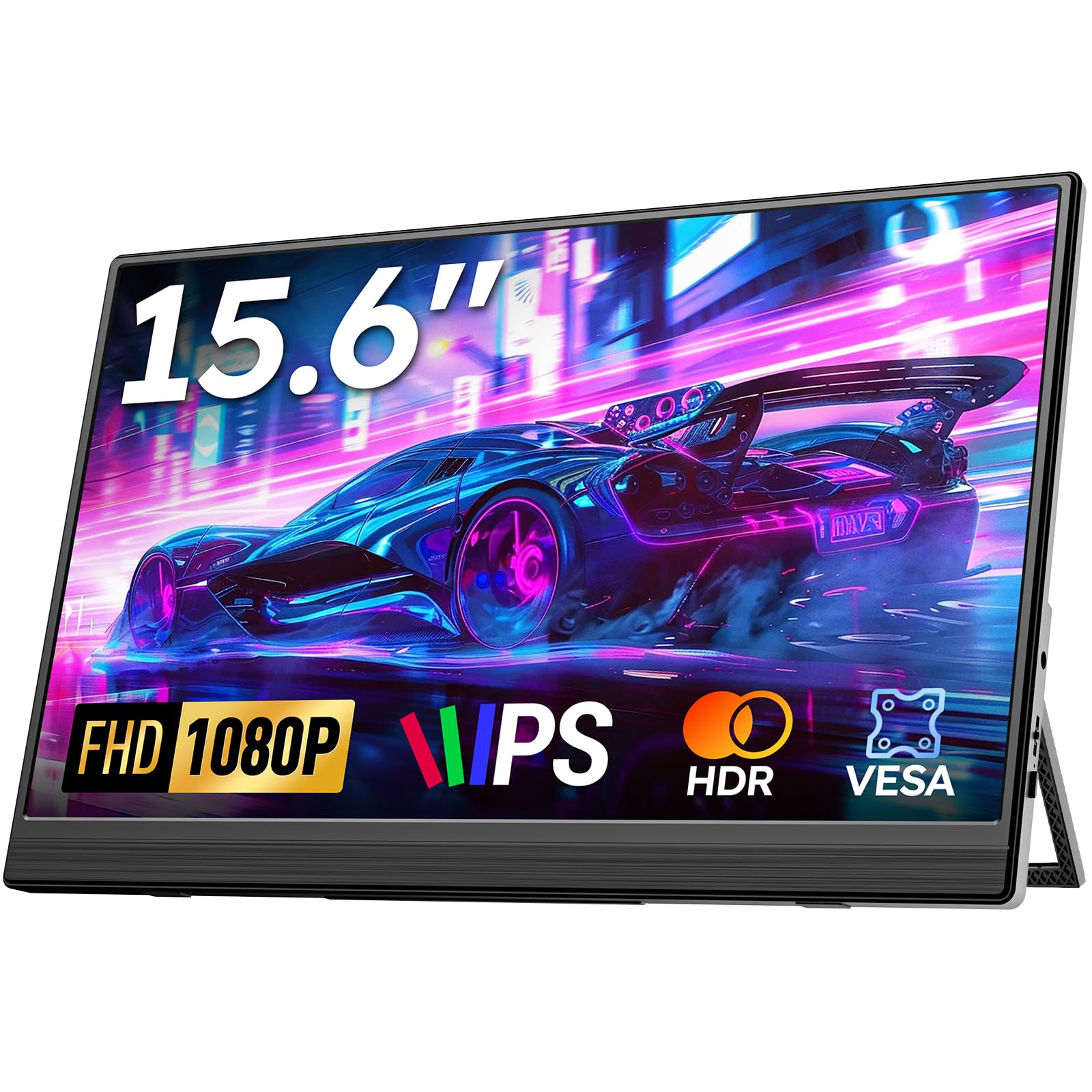 Dopesplay Monitor Przenośny 15,6 cala, Ultra-cienki FHD 1080P IPS, Mobilny Monitor USB z Podstawą i Głośnikami, Kompatybilny z Laptopem, PC, Mac, PS4/5, Xbox i Switch