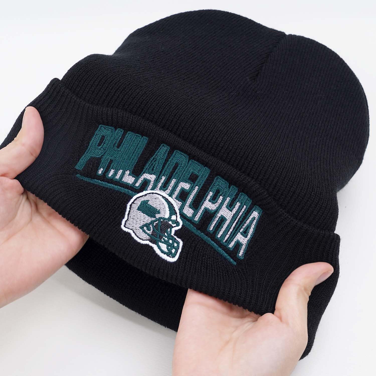 Football Fans Embroidered Beanie Hat, Football Team City Skull Beanie Hats Christmas Best Gift for Men Women