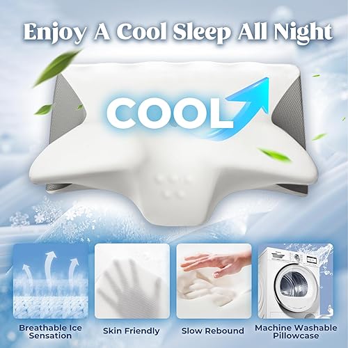 Miniatura 3 de Almohada cervical para aliviar el dolor de cuello, almohadas de espuma viscoelástica de contorno refrescante, soporte ergonómico sin olor, almohada