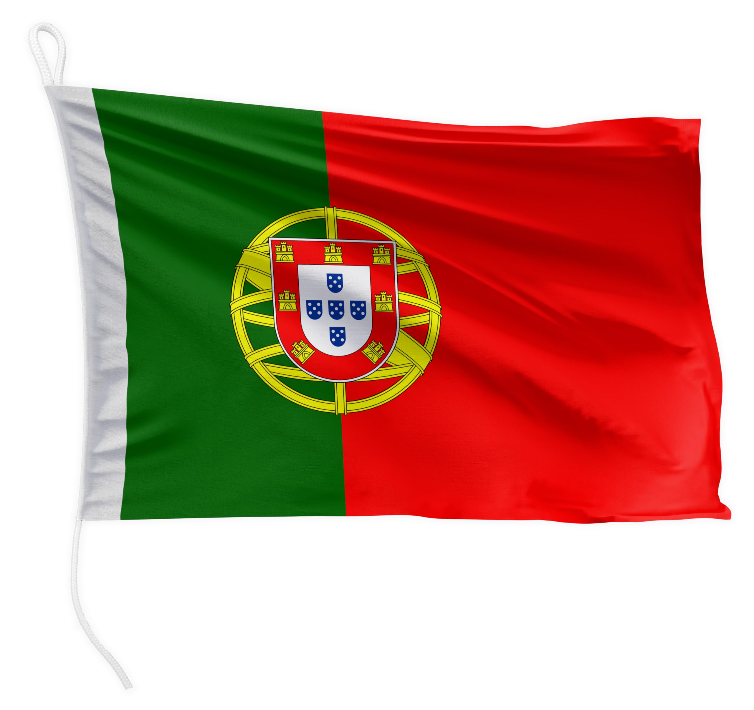 FLAGLY Premium Boat Flag Portugal 40 x 60 cm - 115 g/m² Fabric Weight - Printed, Robust with Knit & Loop, Boat Accessories Motor Boat (40 x 60 cm - Portugal)