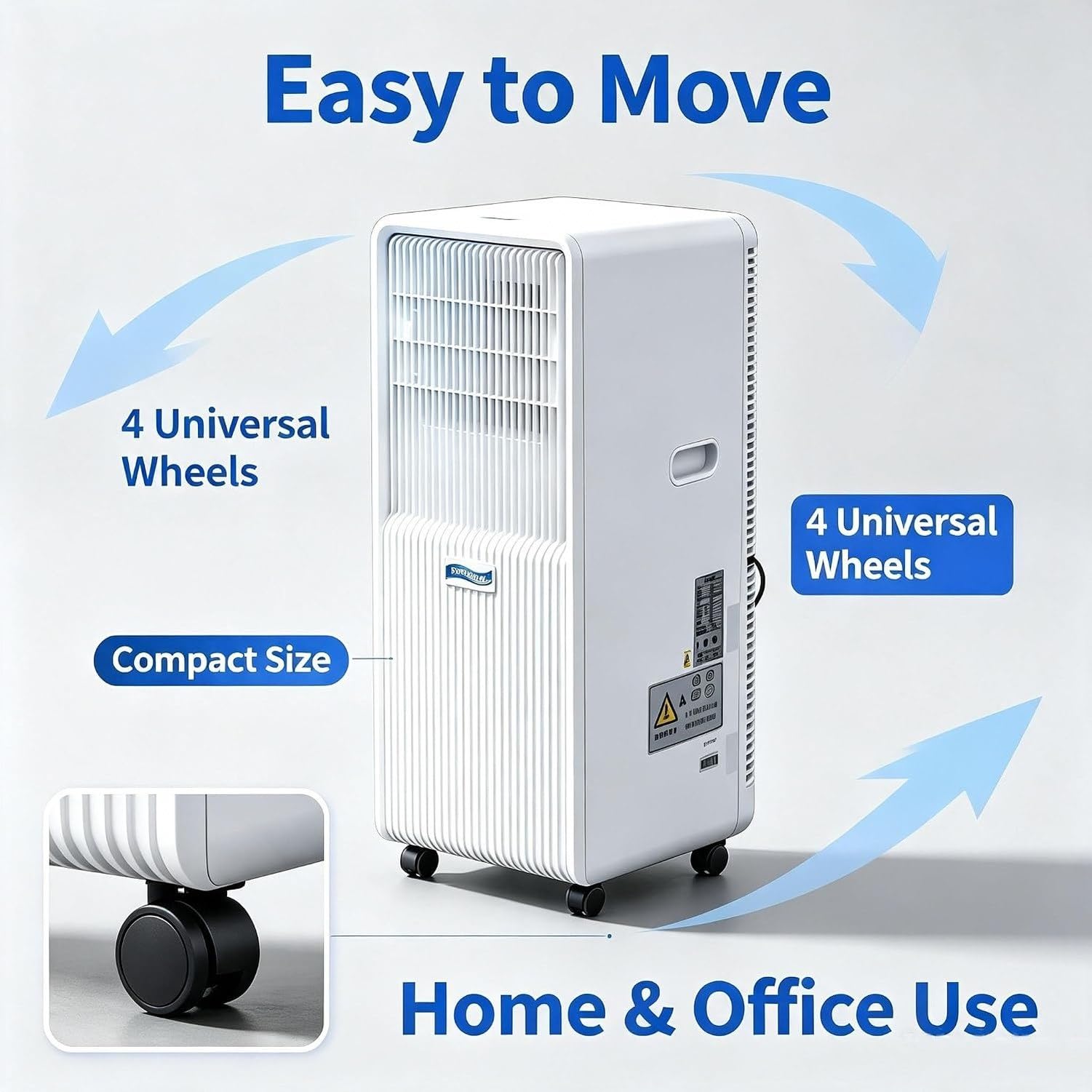 Aire Acondicionado Portátil 14000 BTU Frío y Calor 2 en 1, Unidad de Enfriamiento Compacta con Ruedas Giratorias, Equipo de Climatización Móvil de Pie,, A+Hot & Cold 14000 BTU, A+Hot & Cold 14000 BTU