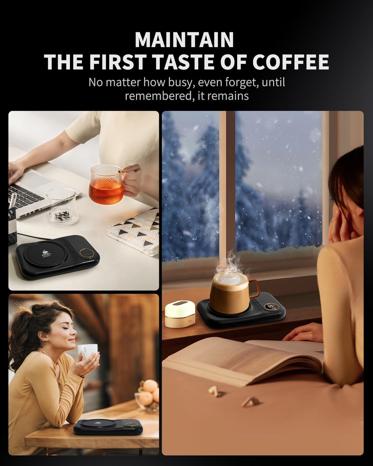 Scaldacaffè elettrico, 3 livelli di temperatura 45 °C / 55 °C / 65 °C – scalda bevande elettriche USB per caffè, cacao, tè, candele – regalo per donne, uomini