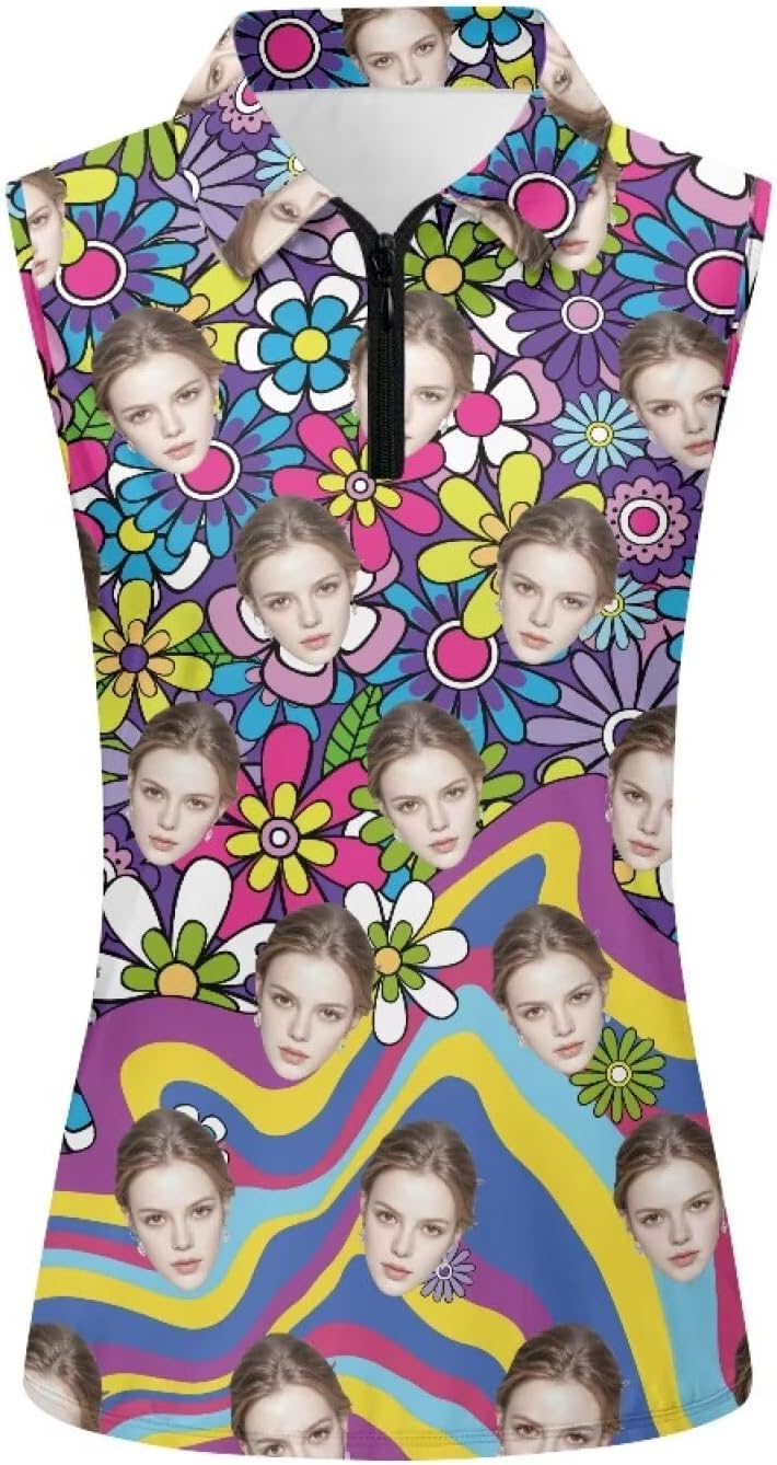 POLERO Sleeveless Women Golf Shirts Zip Up V Neck Workout Tops with Collar Casual Athletic Shirt - Image 4