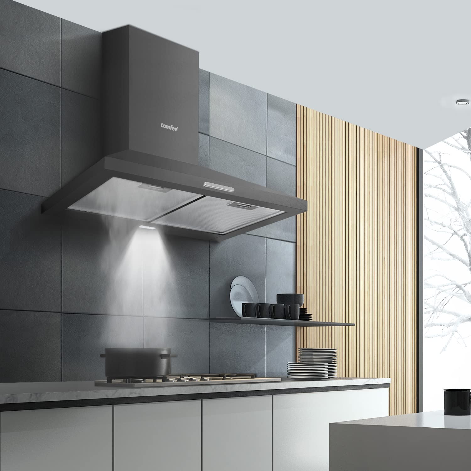 COMFEE' 60A17 60cm Chimney Cooker Hood Stainless Steel Extractor Hood