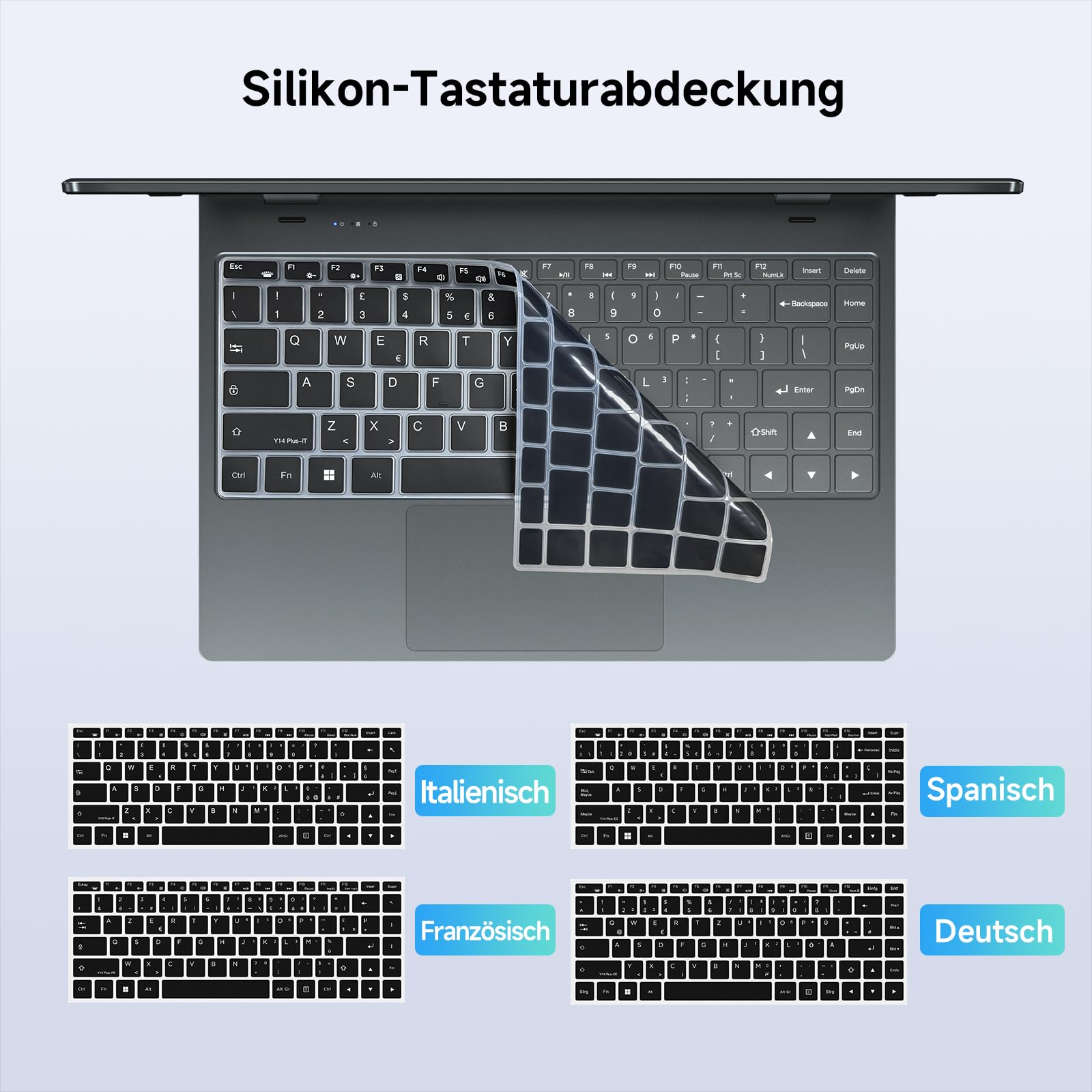 BMAX 2-in-1 Laptop Touchscreen Notebook Intel N150 up to 3.6GHz 16GB RAM 512GB SSD 14" Full HD Convertible Computer Beleuchtete Tastatur USB-C/3.2, Bluetooth, WiFi Deutsche Tastaturschutzfolie