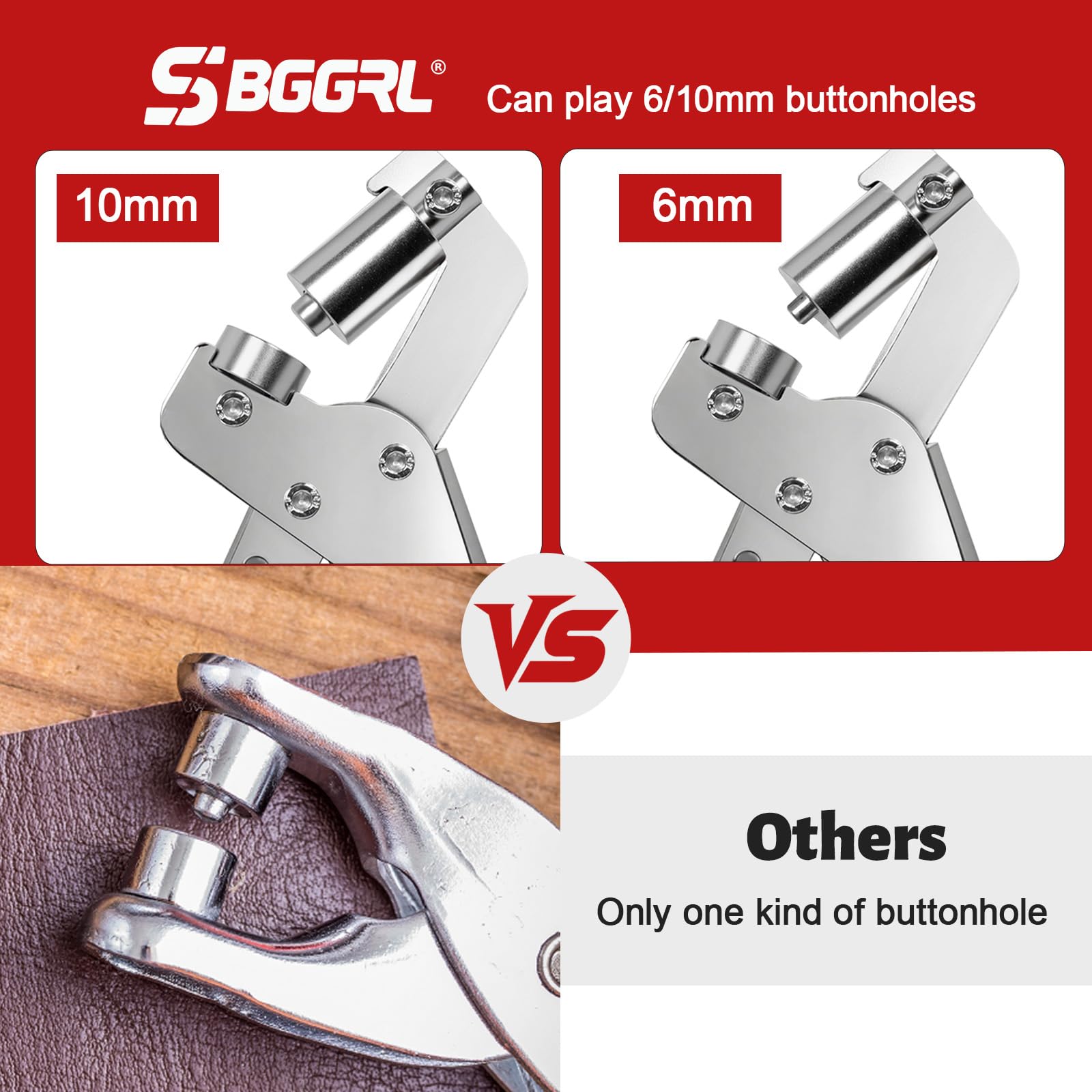 Kit occhielli con punzone da 6mm e 10mm con 500 occhielli metallici, pinze per occhielli portatili per impieghi gravosi, set di utensili per rivetti