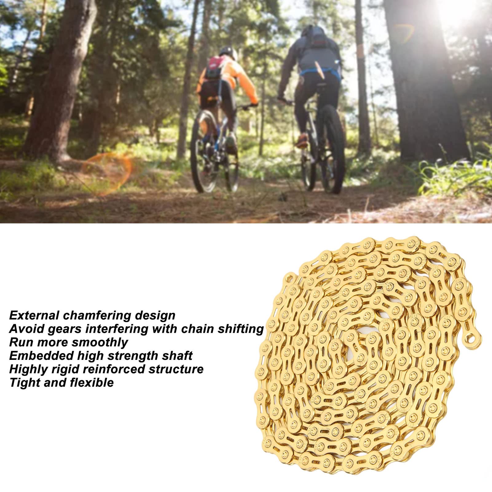 Catene per bicicletta leggere in acciaio legato a 11 velocità per un'esperienza di guida (Gold)