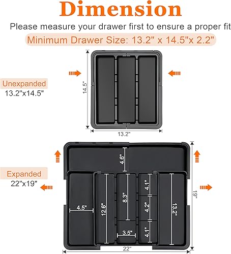 Miniatura 2 de Organizador grande para cajones de utensilios, organizador de cubiertos expandible para cajón de cocina, soporte ajustable para utensilios de