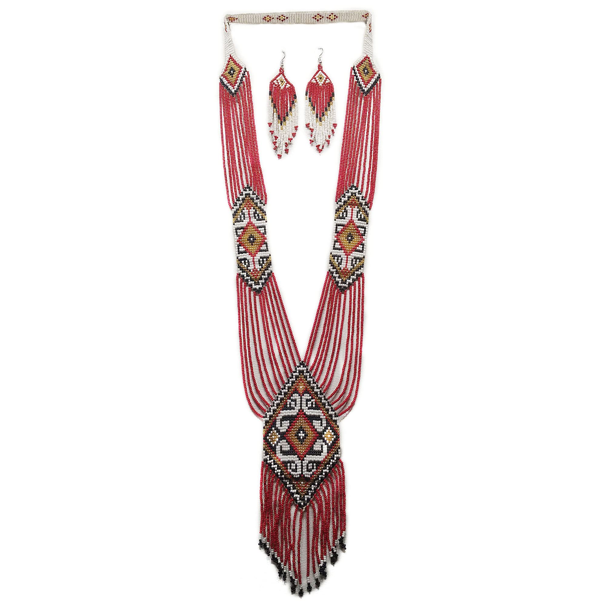 buybeadedHandmade beaded Native native american style glass seed bead Necklace Collar de cuentas nativas al estilo mexicano de los artesanos regalos para mujeres LG-1