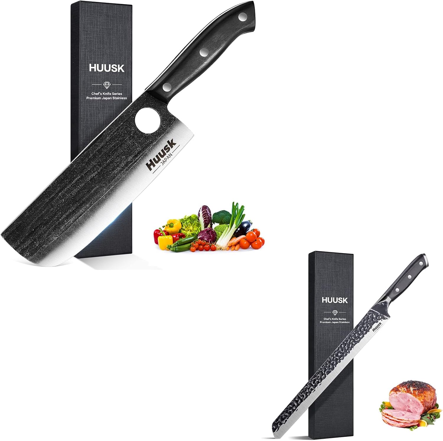 Huusk Knives from Japan, Nakiri Knife Vegetable Cleaver