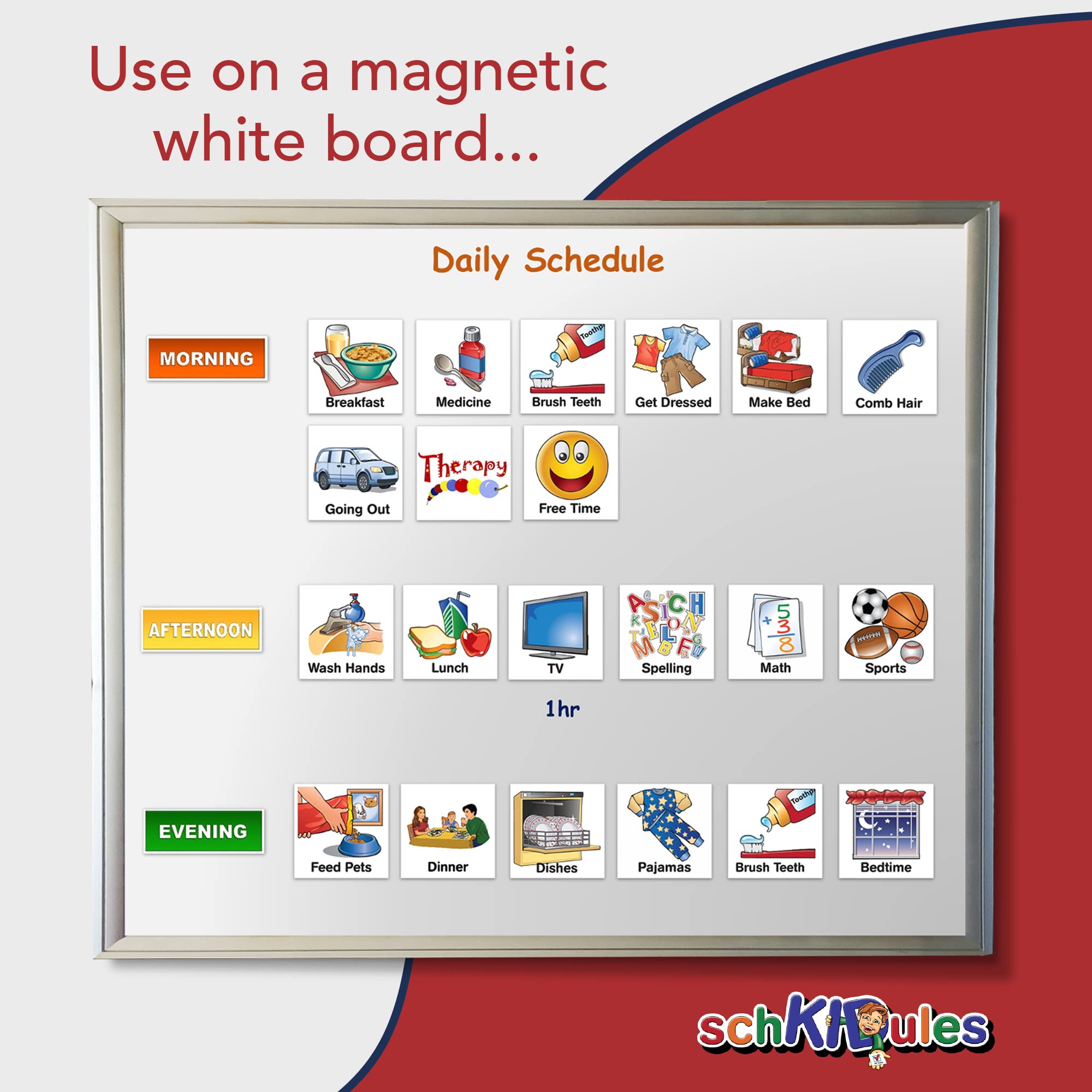 Amazon.com: SchKIDules Visual Schedule For Kids 153 Pc Deluxe Magnet  Collection Box Set 132 Magnetic Activity Icons & 21 Headings For Home,  School, Preschool, Special Needs (Great for Toddlers, Children & Autism) :