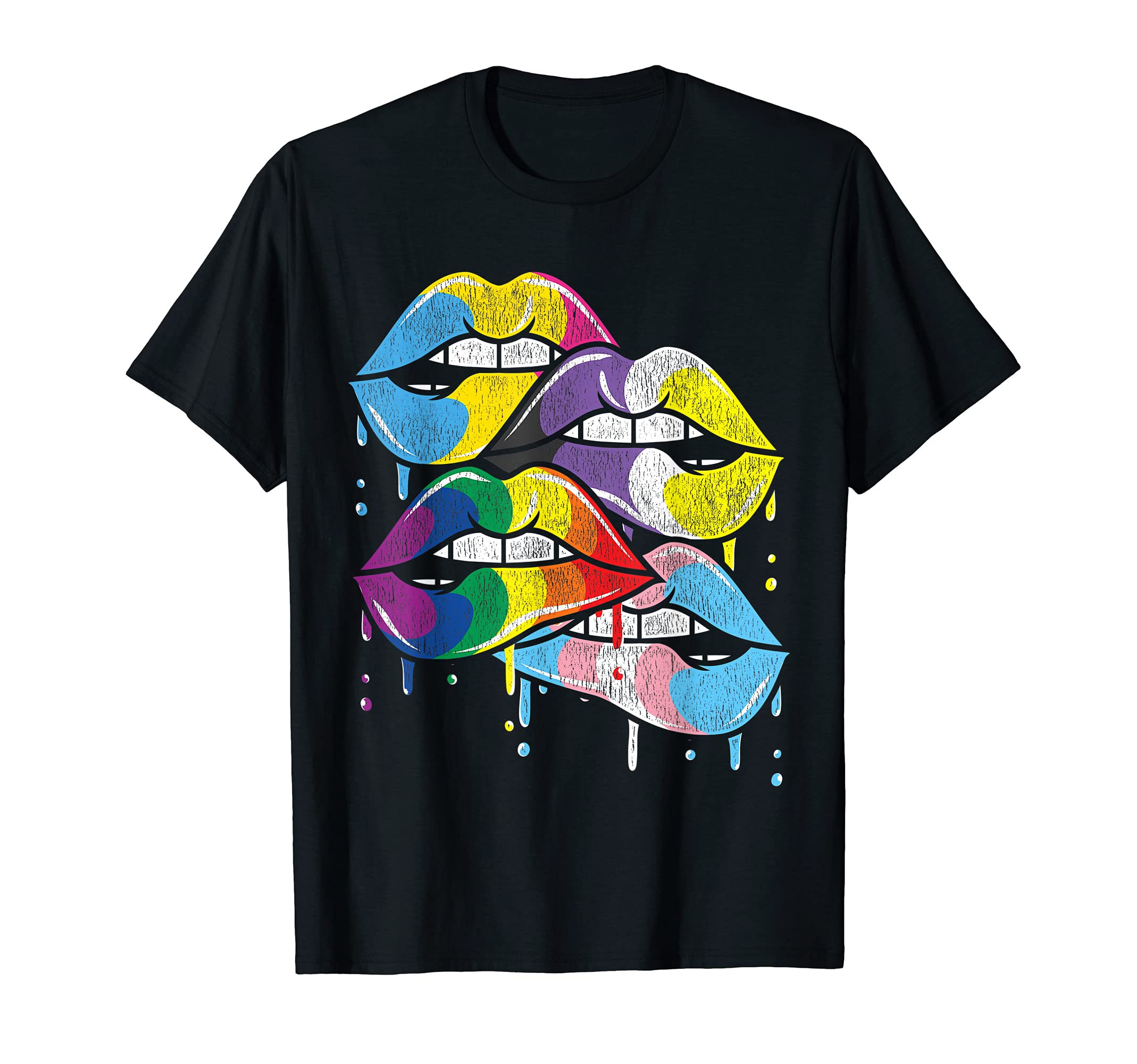 Gay Pride Queer Transgender Pan Non Binary Flag Lips LGBT T-Shirt