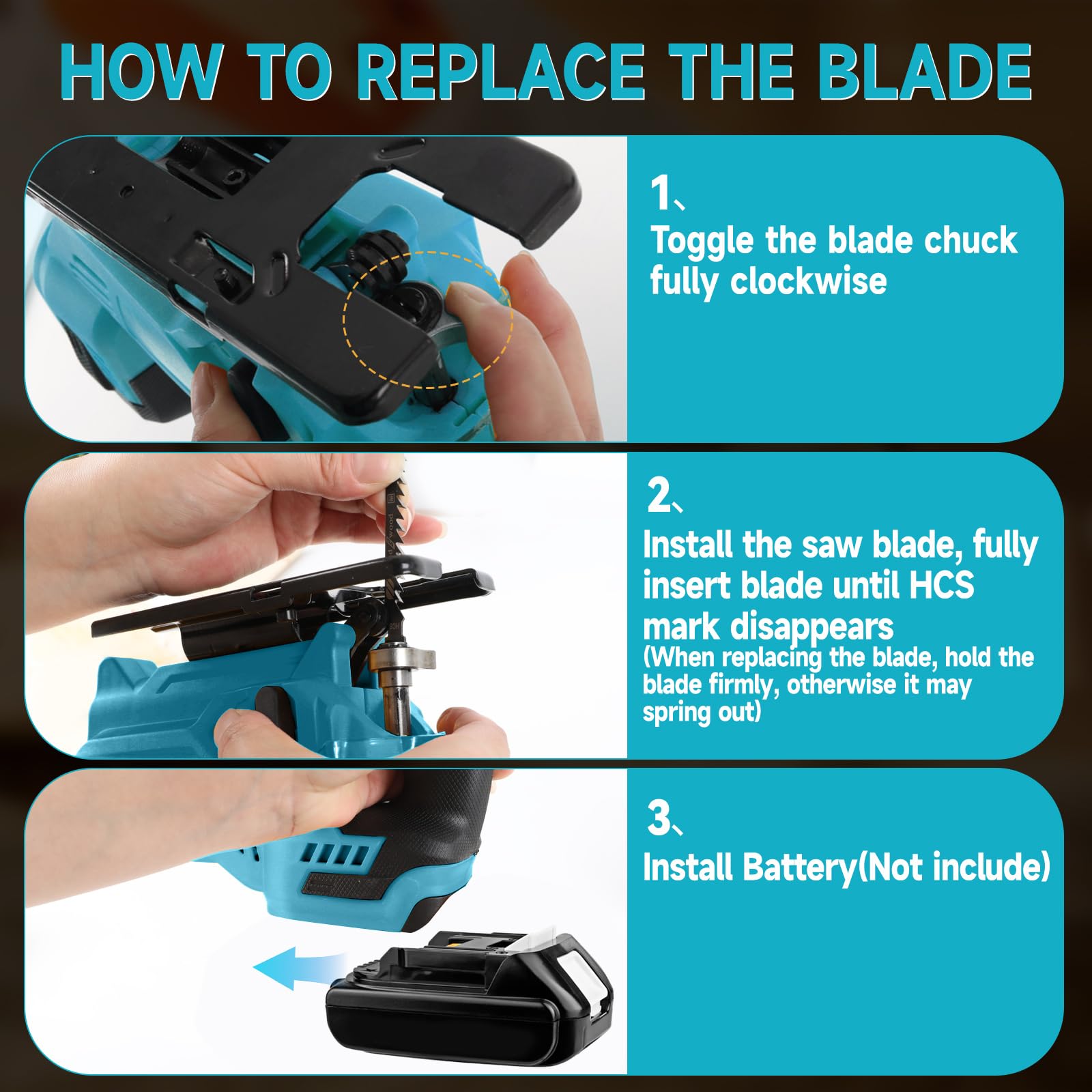Sega alternativa senza fili compatibile con Makita 18V 420W 3500 giri/min, seghetto alternativo senza spazzole, strumento di separazione, tagli smussati a 45° con 6 lame per taglio circolare dritto