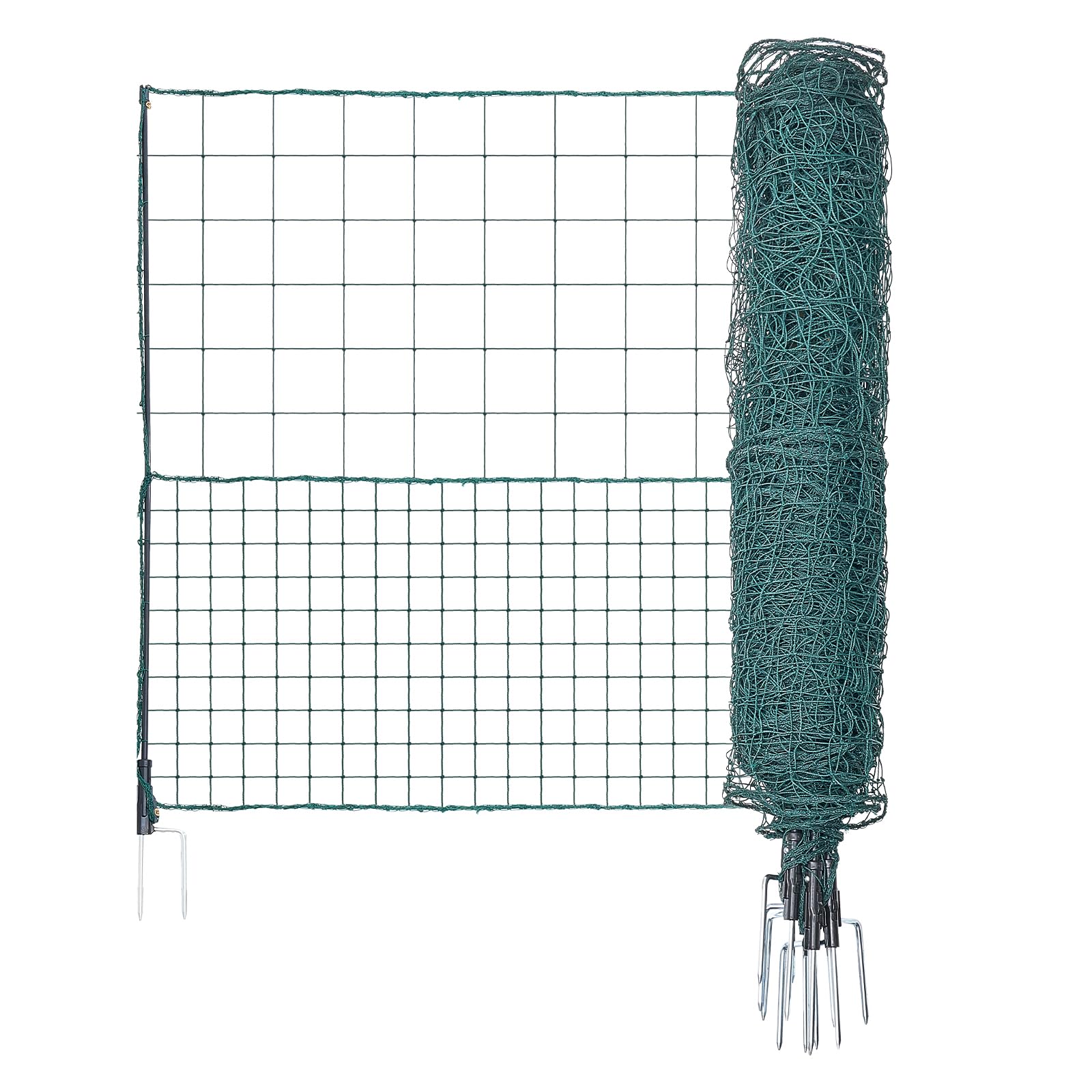 VEVOR Valla de Pollos y Perros, Malla de Protección para Jardines, Red Plástica de Seguridad Verde (25m×1.05m)