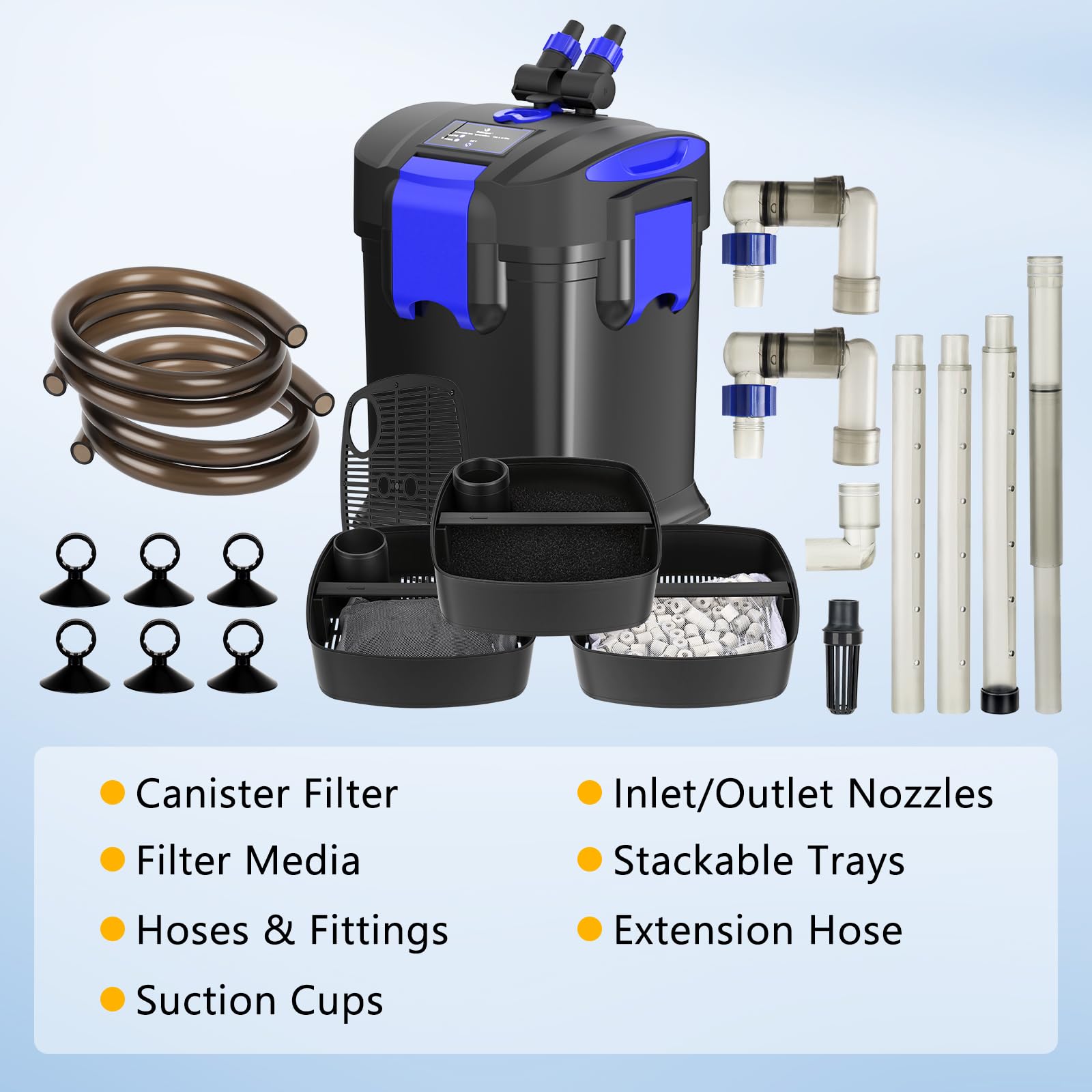 fishkeeper Filtres à bidon, filtre externe auto-amorçant, 475 GPH pour aquarium | Filtration en 3 étapes de 35 W et cartouche ultra silencieuse de 1800 l/h pour réservoirs d'eau douce et d'eau salée