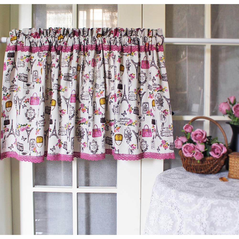 Media cortina de algodón y lino para cocina y armarios decorativos