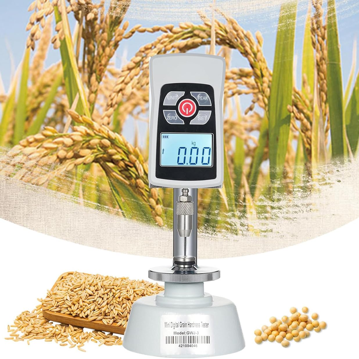 Durómetro de grano digital de 20 kg para evitar mermas en el almacenamiento de trigo y arroz