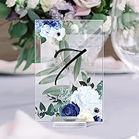 Vista 6 de Yulejo 12 tarjetas de lugar de acrílico transparente con 12 soportes acrílicos, números de mesa de boda con soporte acrílico, tarjetas de nombre