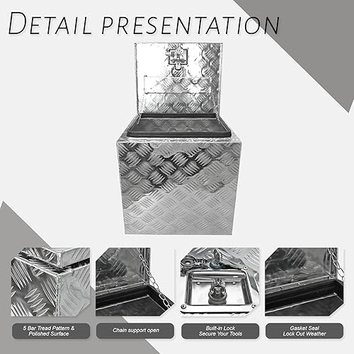 Miniatura 2 de BLACKHORSE-RACING Caja de herramientas de aluminio de 18 x 17 x 18 pulgadas, con placa de diamante de aluminio, caja de herramientas de