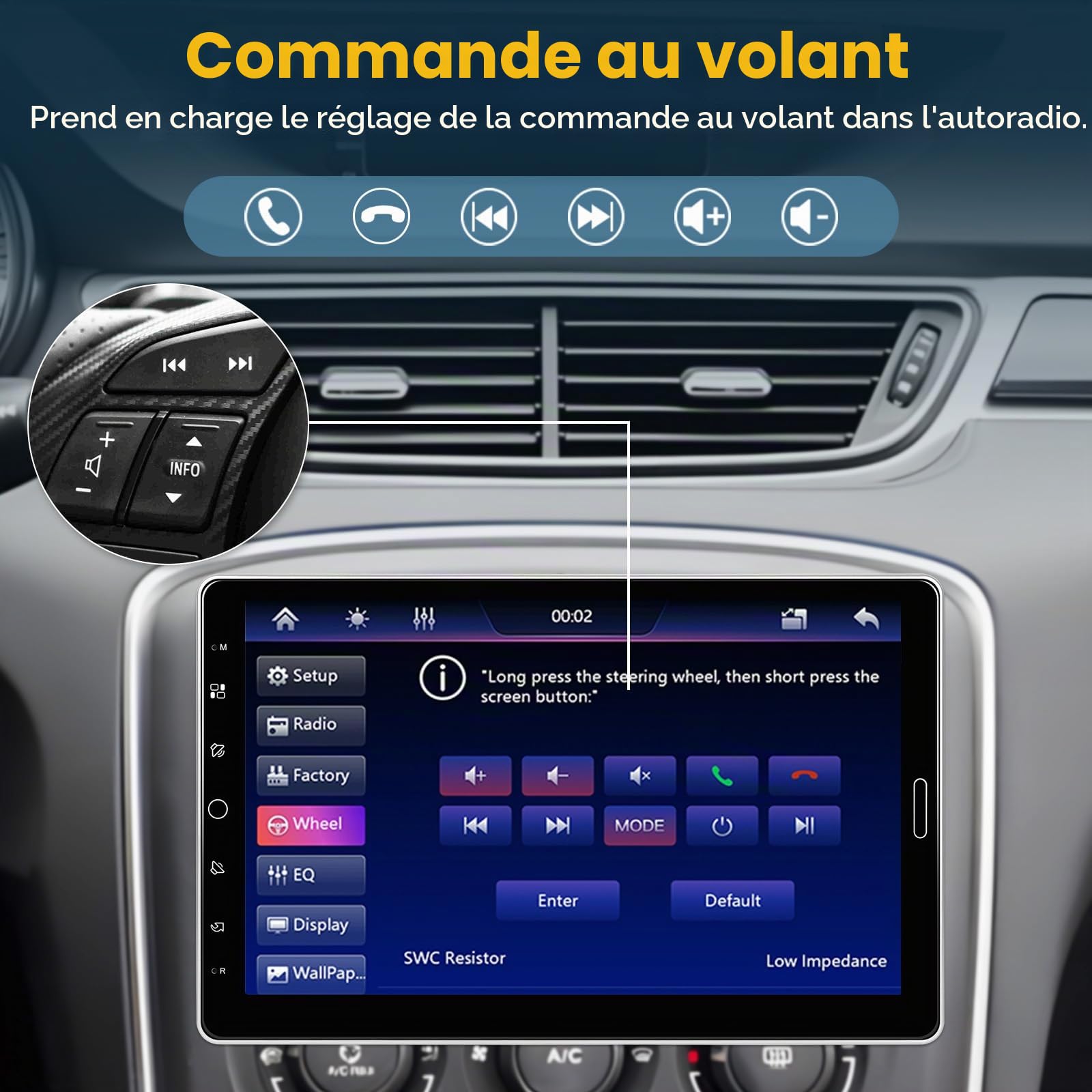 Hikity 1 Din Autoradio avec 10.1”IPS Rotatif Touchscreen Bluetooth 5.2 Wireless Carplay Andriod Auto FM AM RDS Radio avec USB AUX in TF Card EQ SWC Autoradio Caméra de Recul Mirror Link DVR(Support)