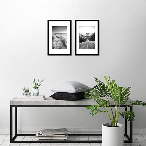 Vista 366 de Americanflat Portarretratos de 8 x 12 pulgadas con plexiglás pulido, juego de 2 portarretratos de 6 x 8 pulgadas con paspartú o para fotos de 8 x 12