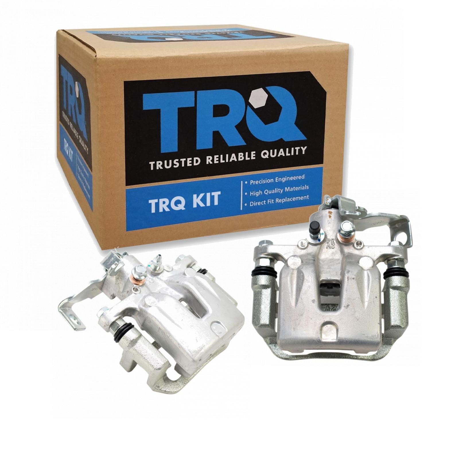 TRQ Rear Driver and Passenger Side Brake Caliper Set Caliper Brackets