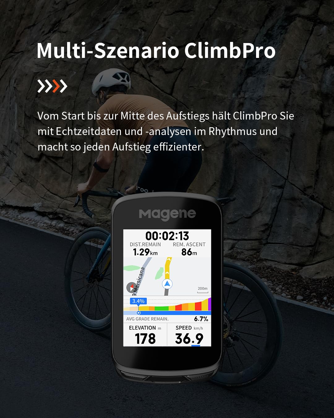 Magene C606 Pro GPS-Fahrradcomputer, Kartennavigation, Multi-Szenario ClimbPro, 2,8-Zoll-Farb-Touchscreen, Indoor-Training, Cycling Dynamics