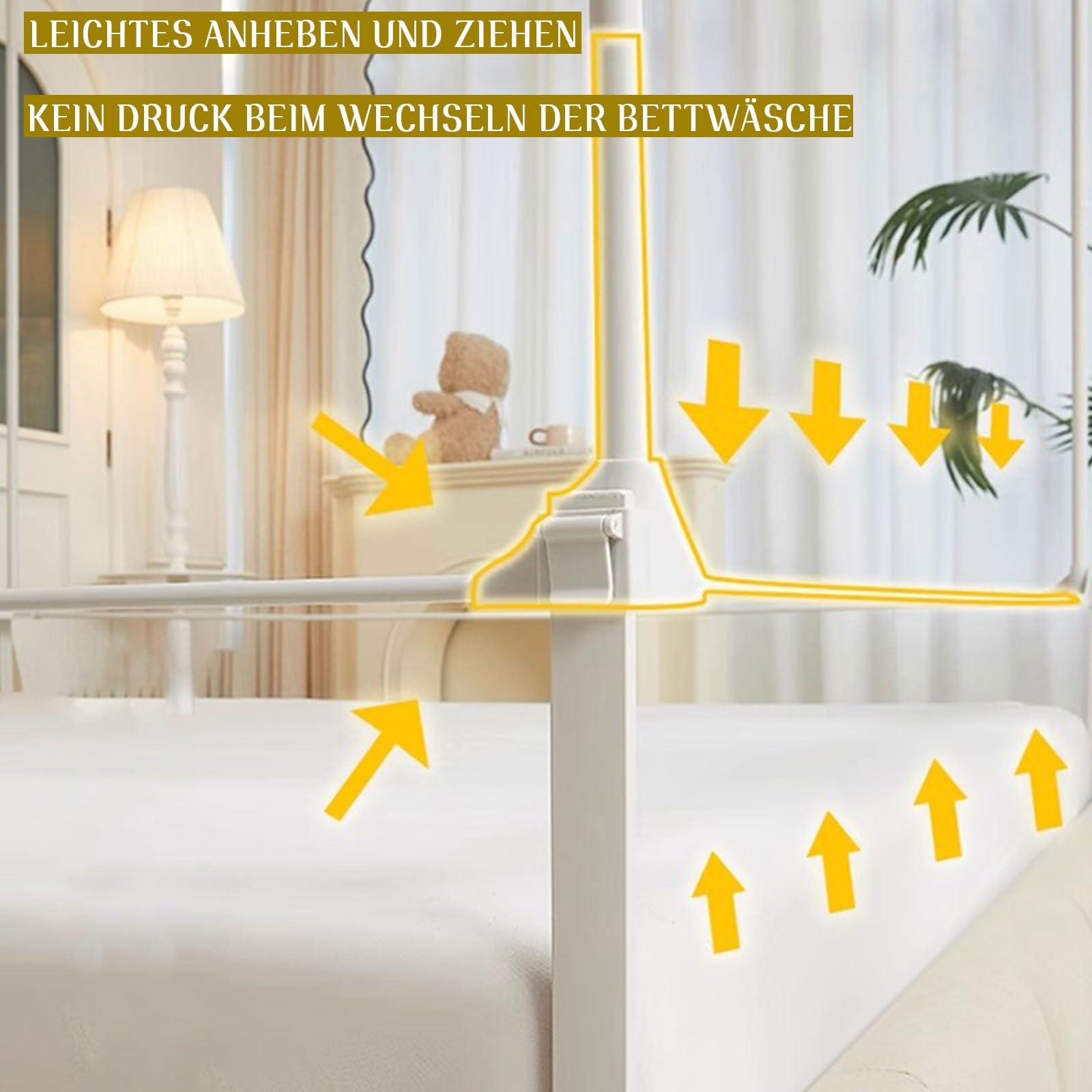 Moskitonetz Bett Höhenverstellbar mit Ständer Babybett Kinderzimmer Mückennetz mit Reißverschluss Spannbettlaken Behoben 360° Insektennetz Feinmaschiges Moskitonetz für Reisen Indoor & Outdoor