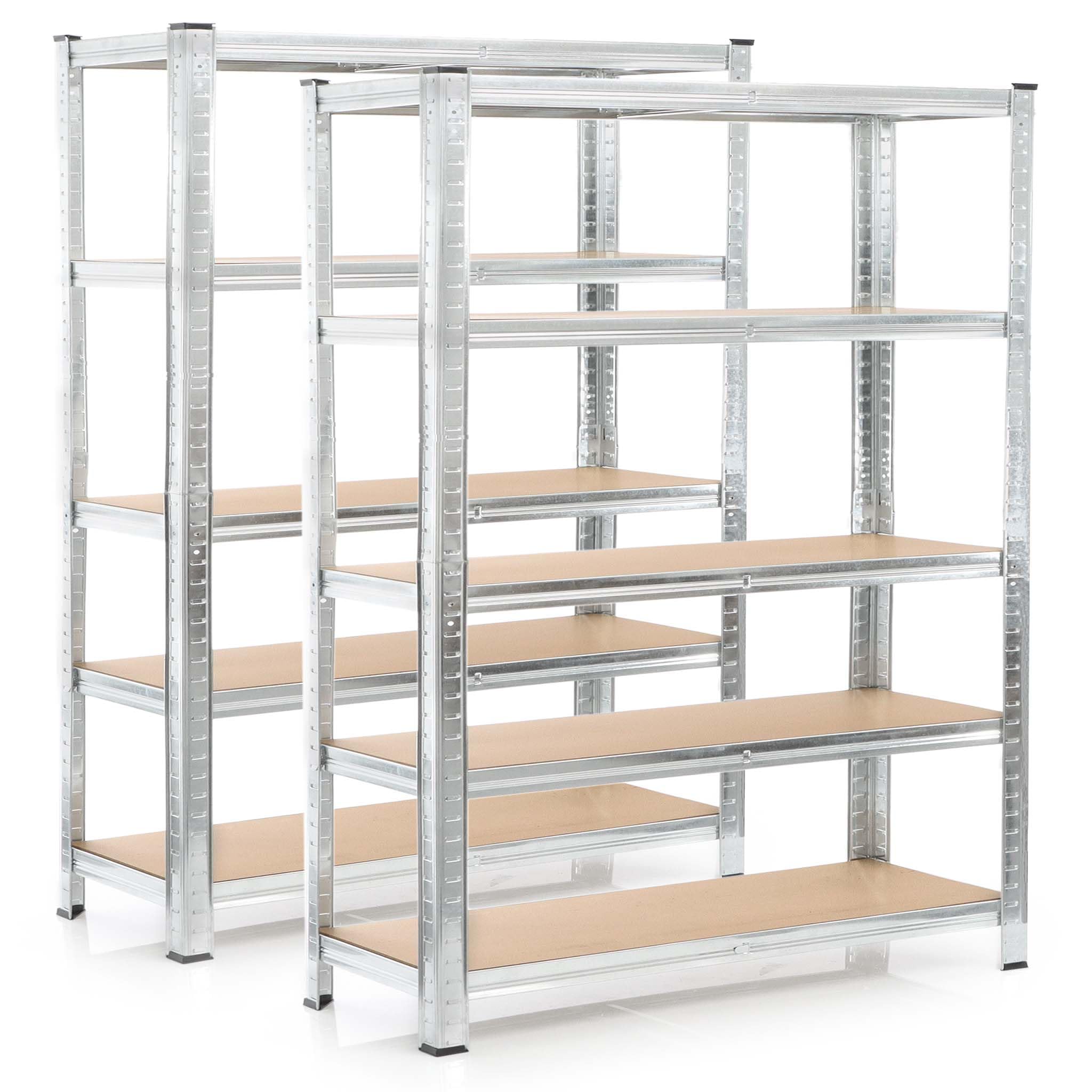 Wiltec 2x Regał magazynowy z ocynkowanej stali 120 x 40 x 180 cm, regał garażowy do 875 kg z montażem bez narzędzi, regał do piwnicy i magazynu