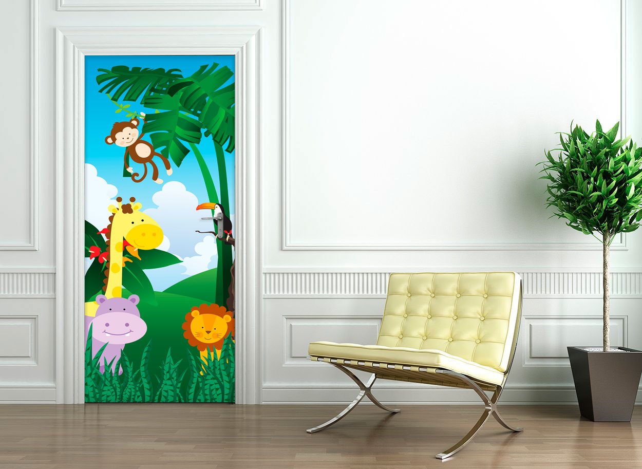 Ambiance-Live Door Sticker 204 x 83 cm - animals of the Jungle, Multicolor