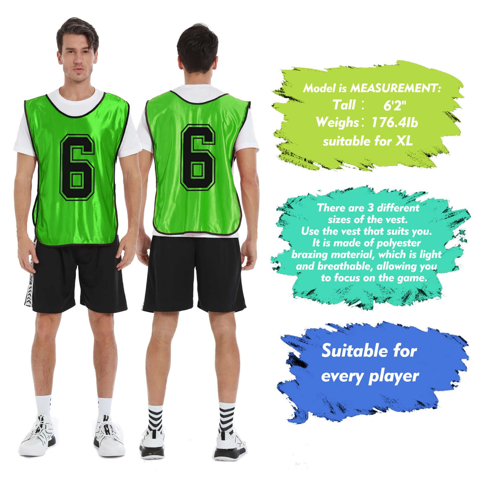 Sport-Lätzchen, nummeriert, für Fußball, Basketball, Trikot, 12 Stück, Jugendliche, Erwachsene