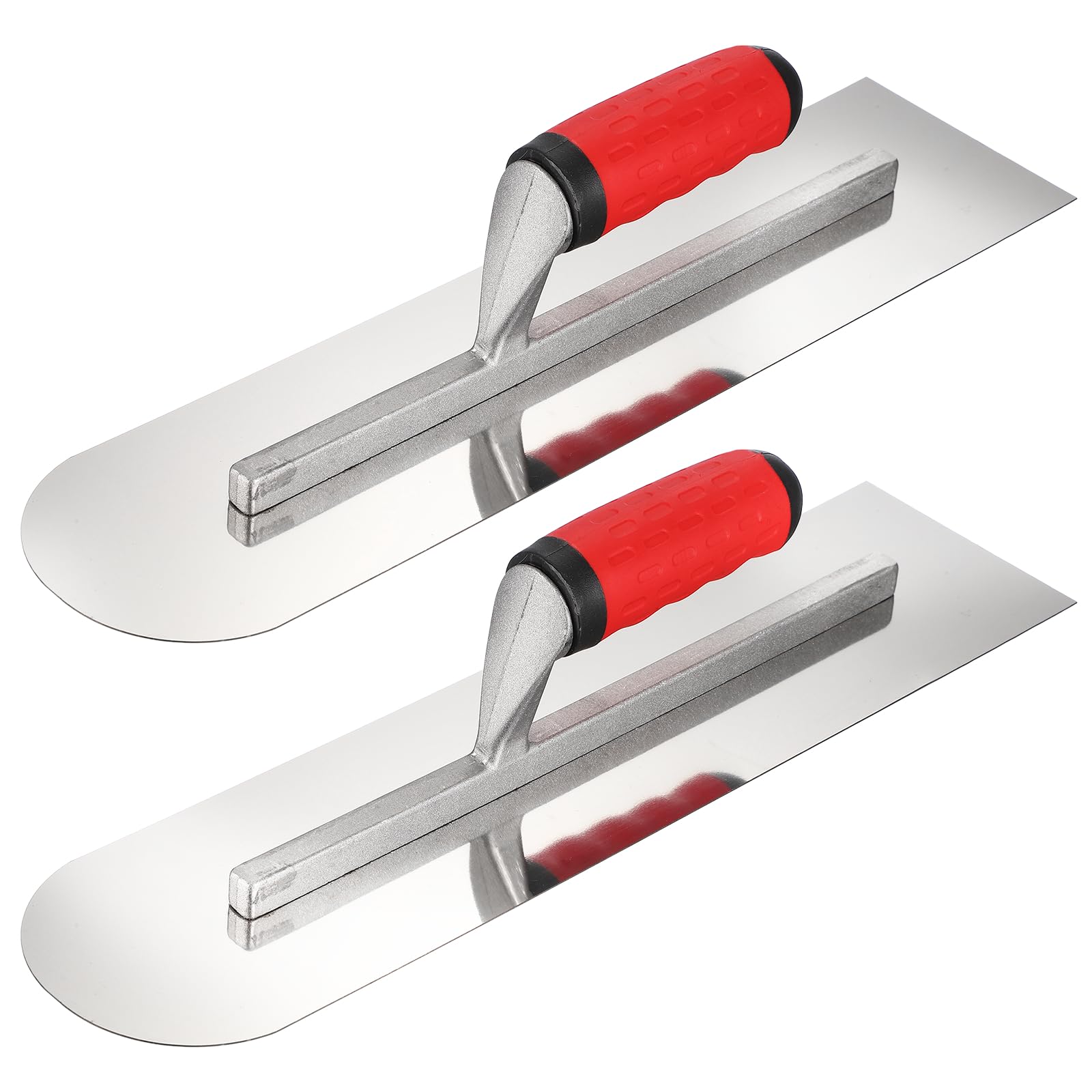 sourcing map Lot de 2 truelles rondes simples pour cloison sèche - 40 cm x 10 cm - En acier inoxydable 420 - Pour béton, ciment - Argenté