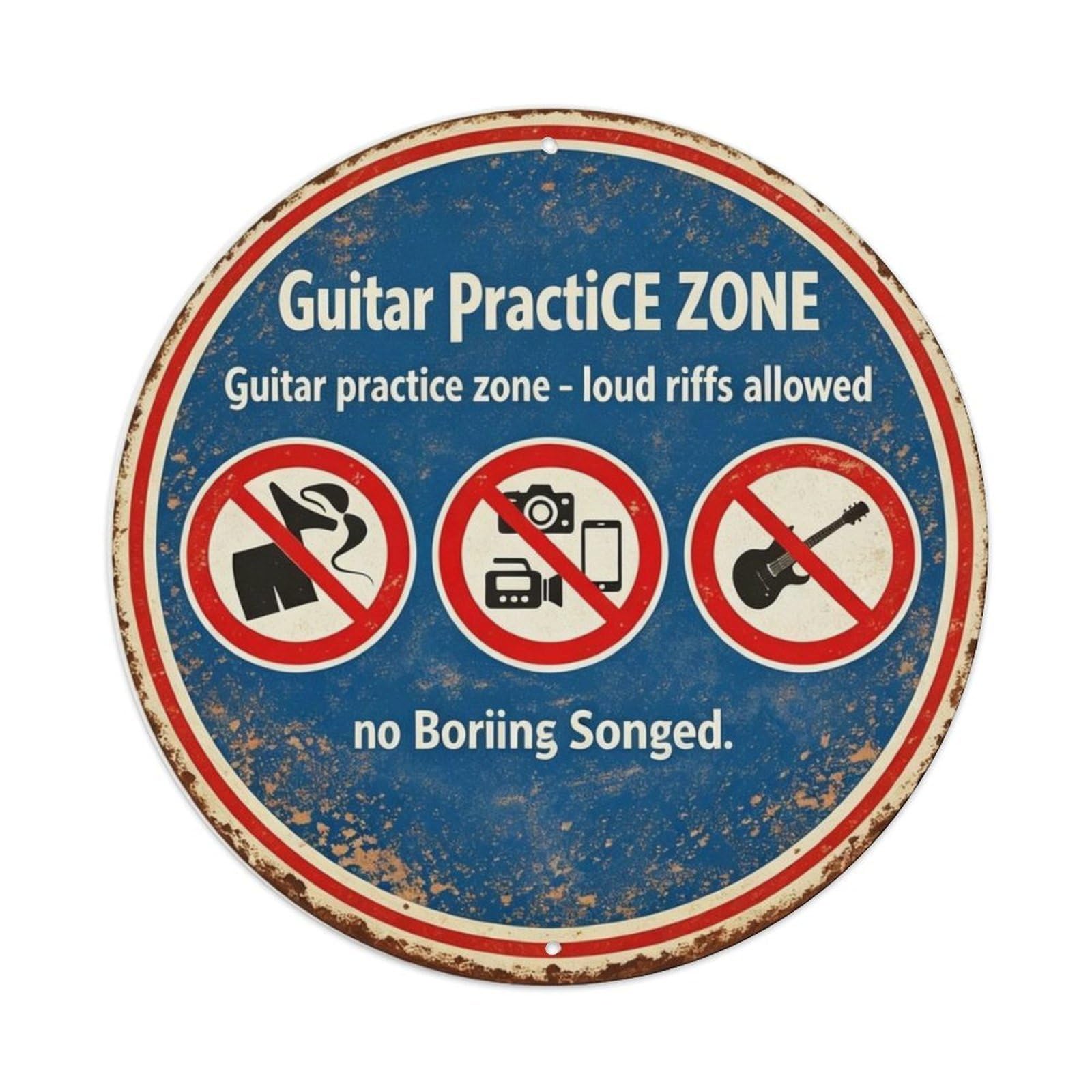Guitar Practice Zone Metal Tin Sign Plaque
