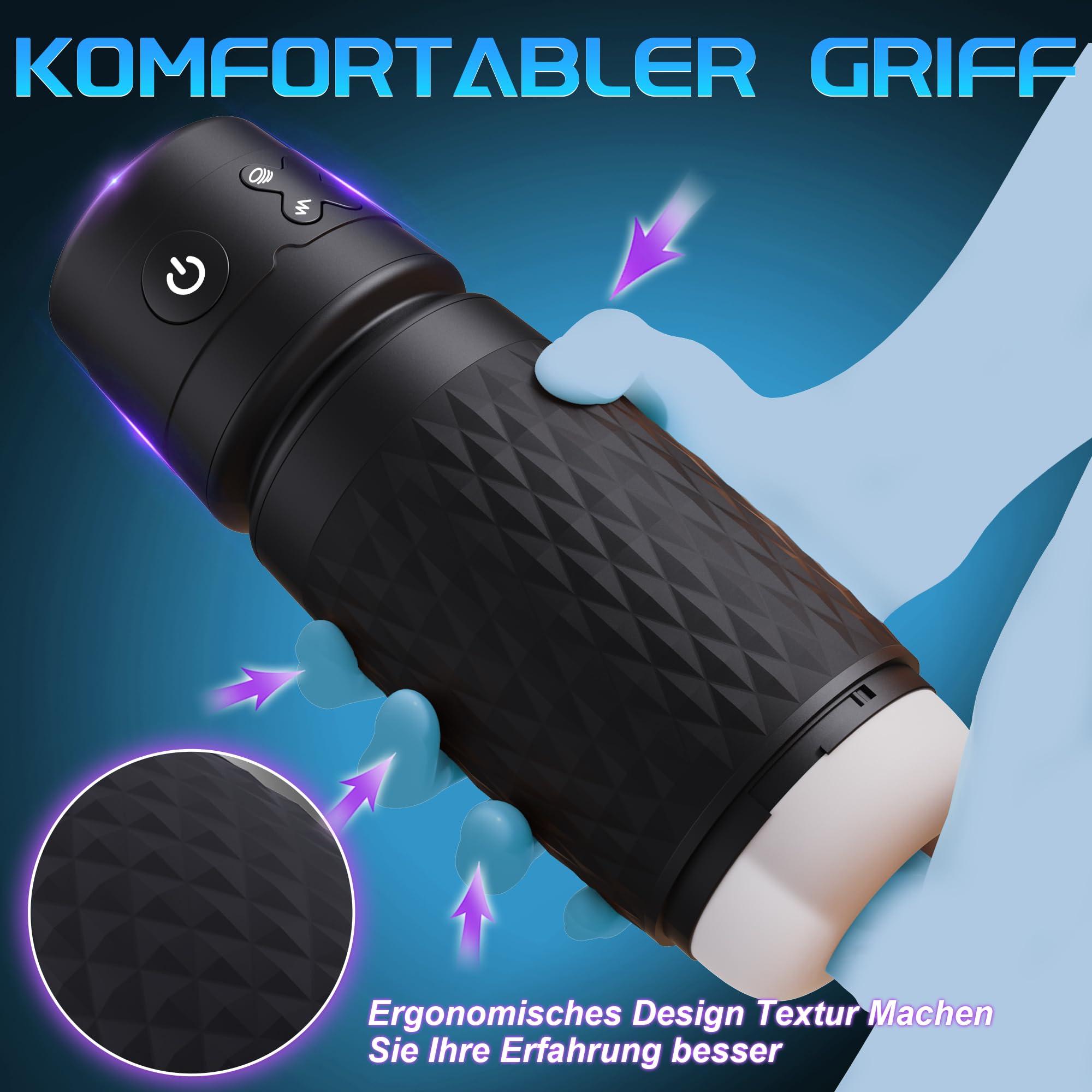 Masturbtore Per Uomini Automatico Vibratore Sex Toys, 3D Realistico Succhia Spinta Vibratoreper Uomo Masturbatore Maschile, Sex Machine Giochi Masturazione Realistico (Nero)