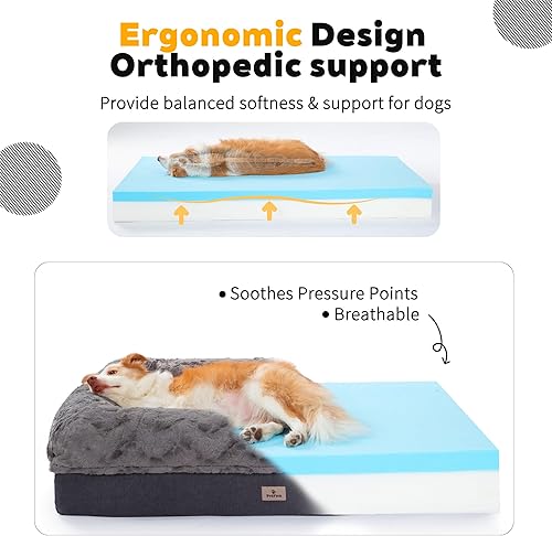 Miniatura 2 de Cama para perros de espuma viscoelástica XL para perros de tamaño XL, sofá ortopédico extragrande con lados y forro impermeable, sofá cama lavable