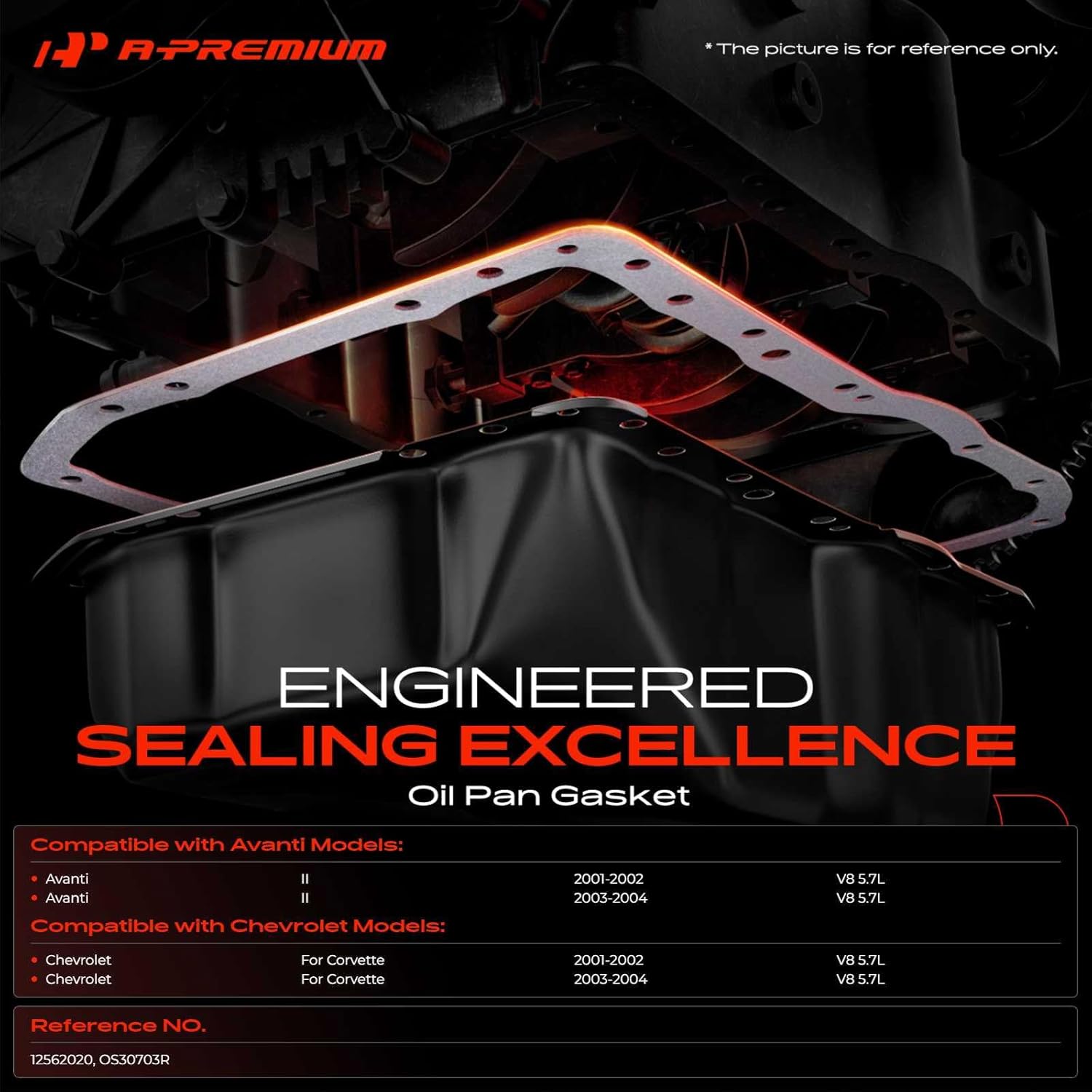 A-Premium 5.7L Engine Oil Pan Gasket Set, Compatible with Chevrolet Corvette & Avanti II, 2001 2002 2003 2004