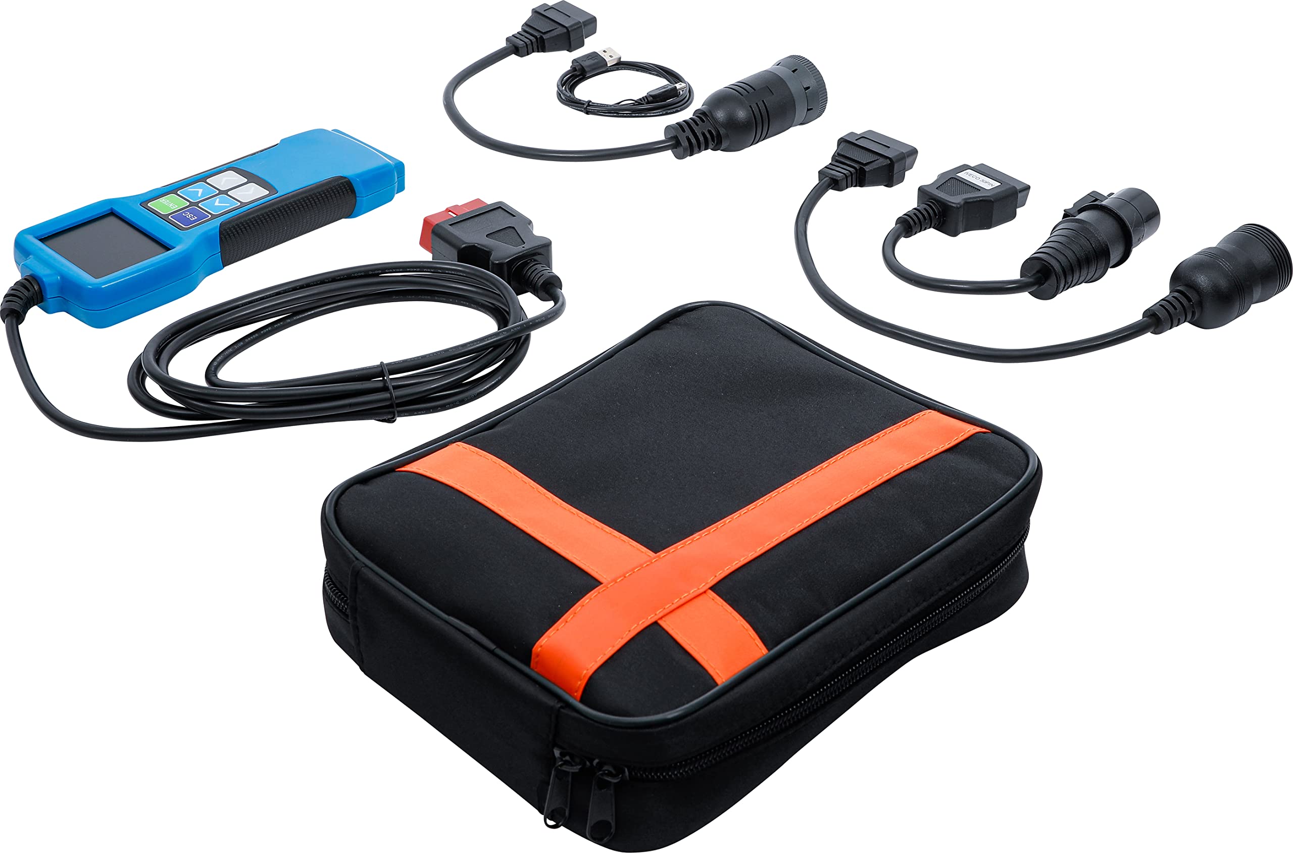 BGS 74273 | OBD 2 (EOBD) Dispositivo de diagnóstico de Fallos | para Camiones | J1587, J1708, J1939 | Adaptador DLC de 6, 9, 30 pines, 8 - 32 V, 71 mm TFT-LCD, actualizable