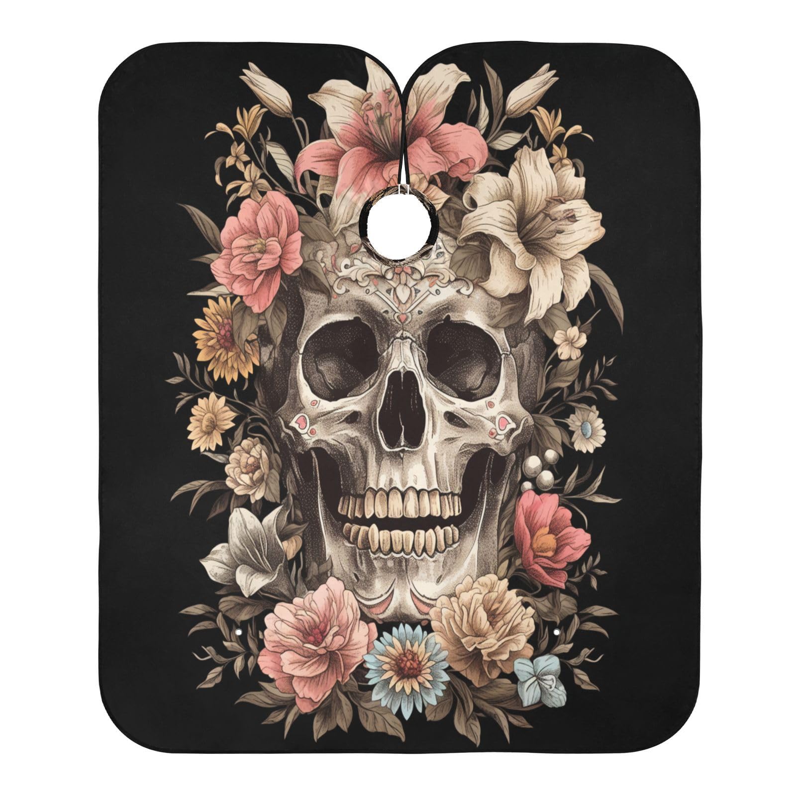 Kigai Skull Flowers Hair Cutting Cape for Men & Women Waterproof Barber Cape Professional Hairdressing Salon Styling Apron with Adjustable Closure Snap