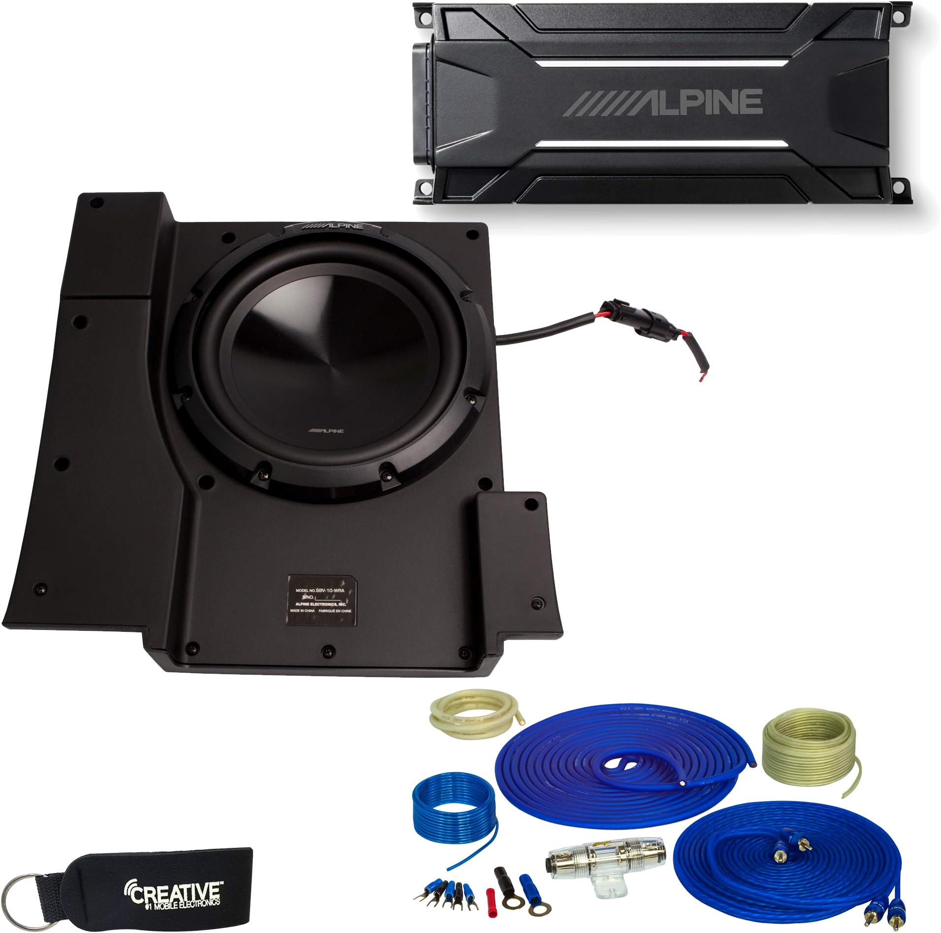 AlpineSBV-10-WRA 10-Inch Subwoofer for 2007-2018 Jeep Wrangler with KTA-30MW Amplifier, Wire kit