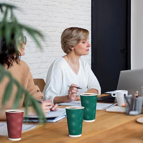Miniatura 4 de MUCHII Tazas de café de papel de 16 onzas, 90 tazas de café desechables multicolores, tazas de café caliente de papel ondulado aislado para café,