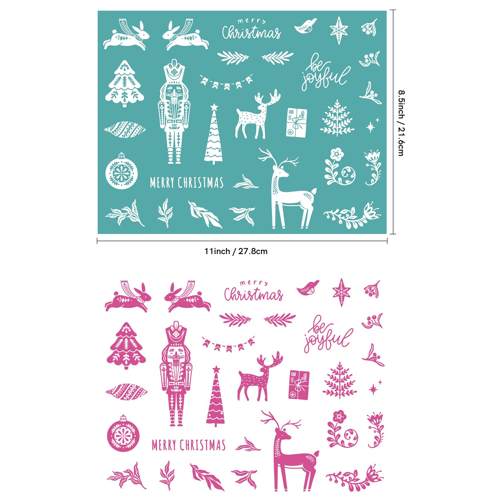Weihnachts Siebdruck Schablonen Set - Wiederverwendbare Schablonen 21,6x28cm Für DIY Dekoration