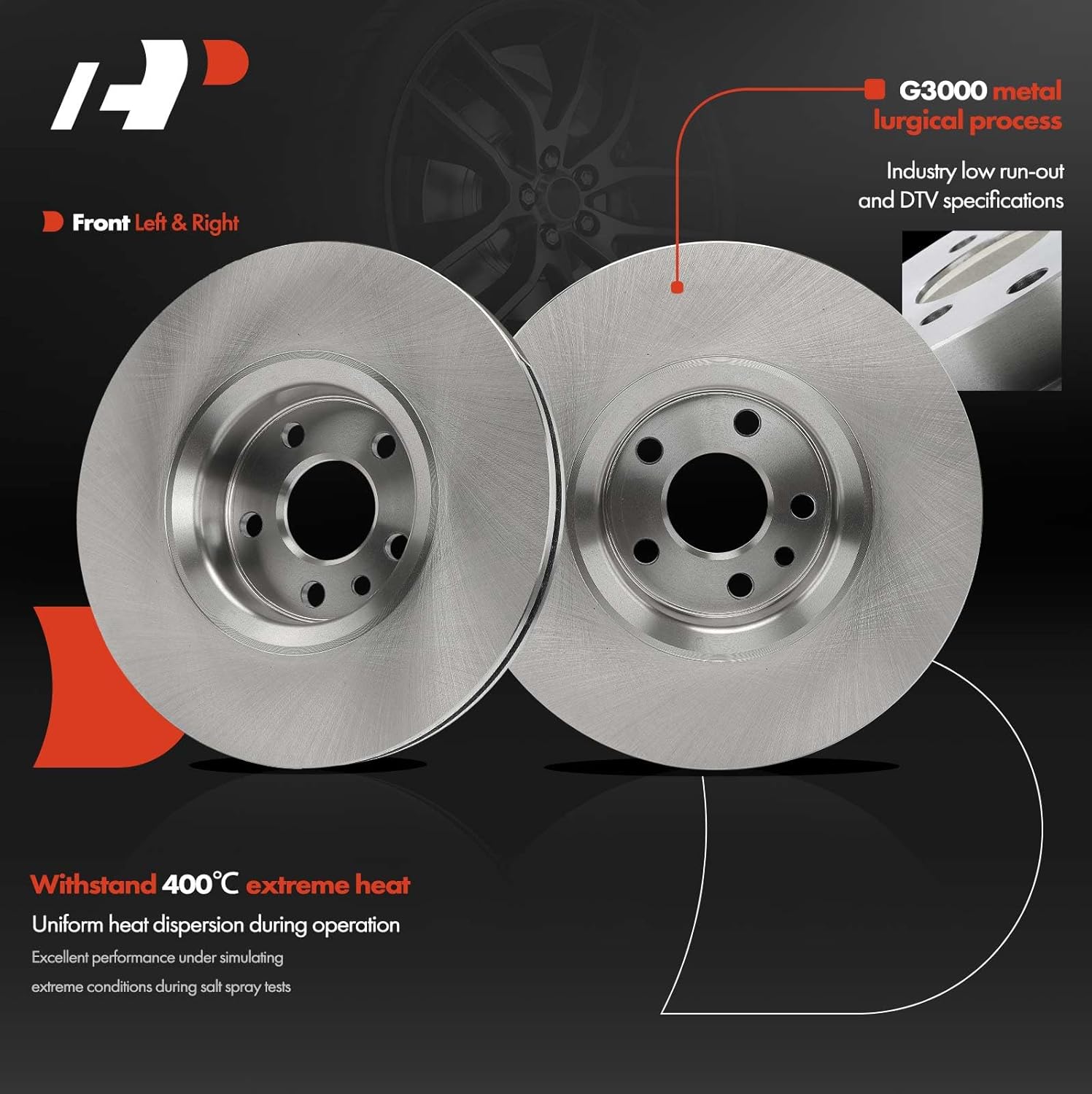 A-Premium 12.43 inch (315.70 mm) Front Vented Disc Brake Rotors + Ceramic Pads Kit Compatible with Select Volvo and Land Rover Models - S80 2016, LR2 2008-2015, 6-PC Set