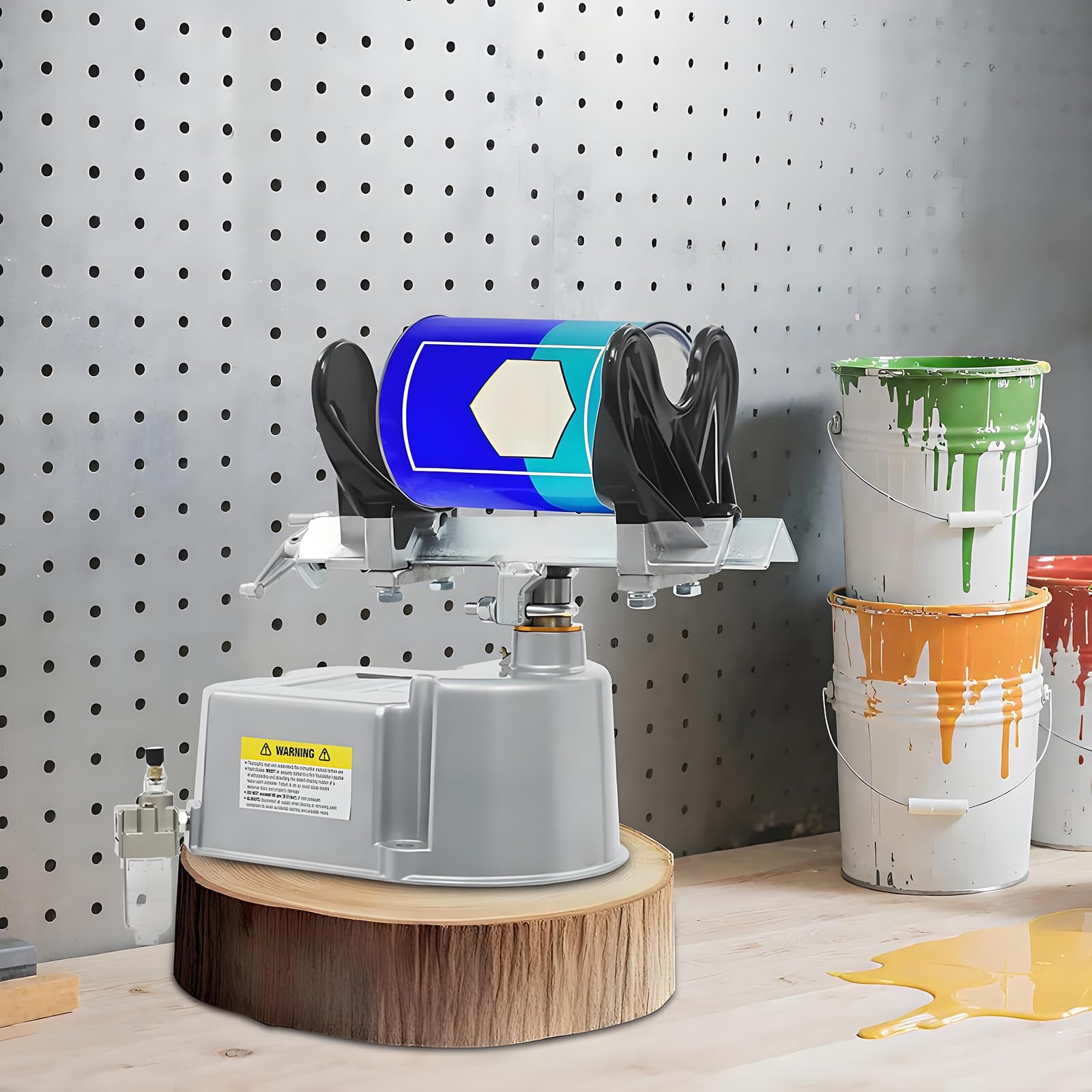Agitador de pintura neumático con abrazadera ajustable y oscilación de 30° para mezclar latas, esmalte de uñas y resina epoxi