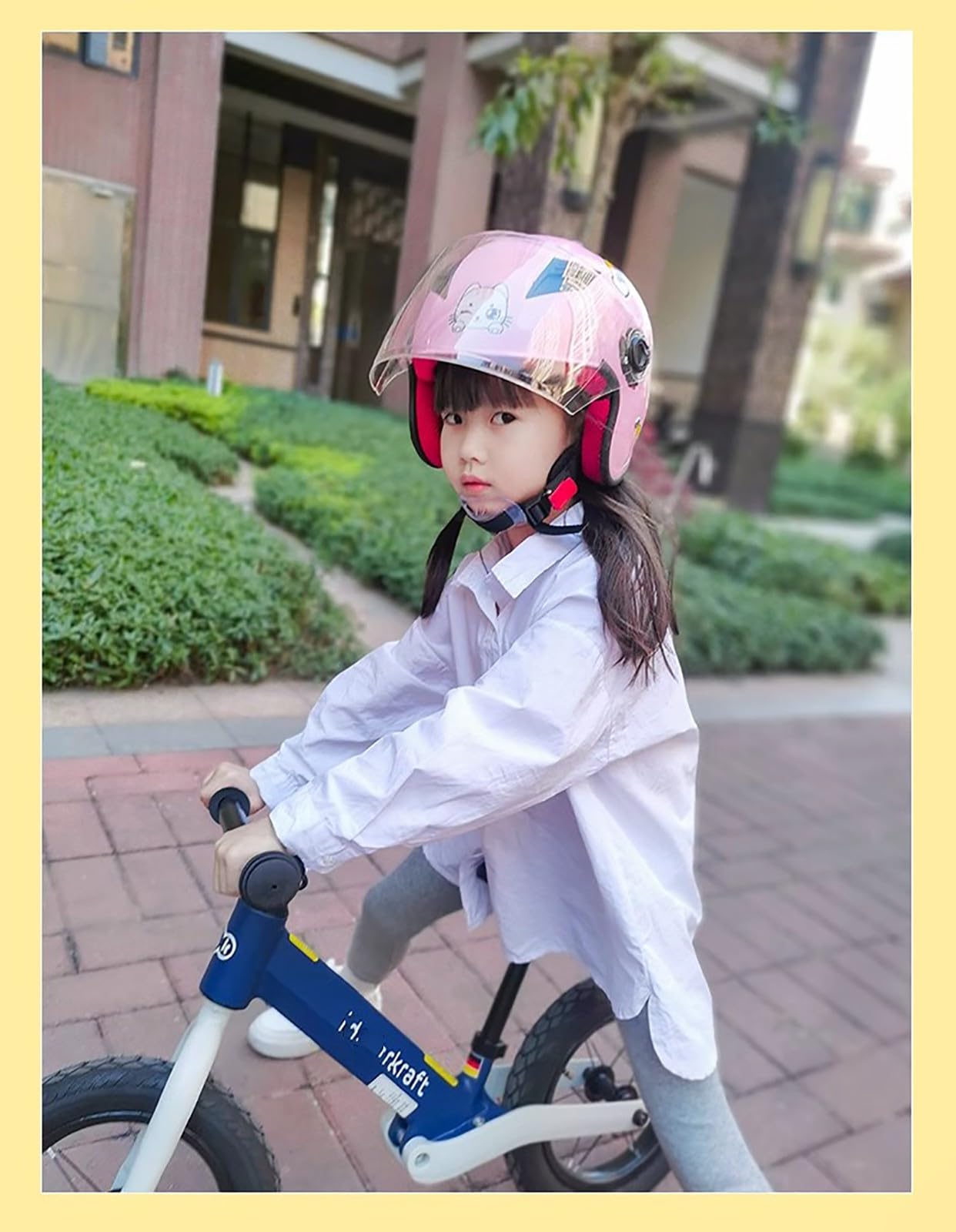Casco Moto Bambini, Casco Scooter, Casco Jet Con Visiera Parasole, 48-53cm