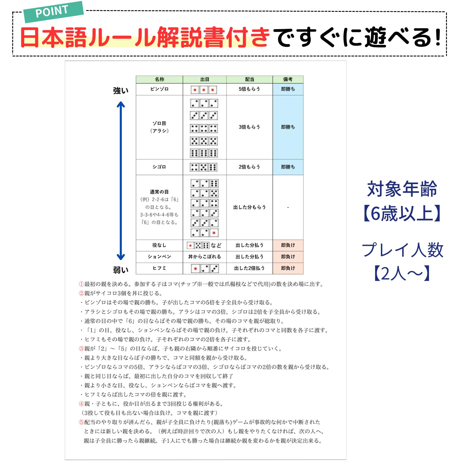 Amazon | Cmart-Labo チンチロ セット 日本語ルール解説書 保管袋付き