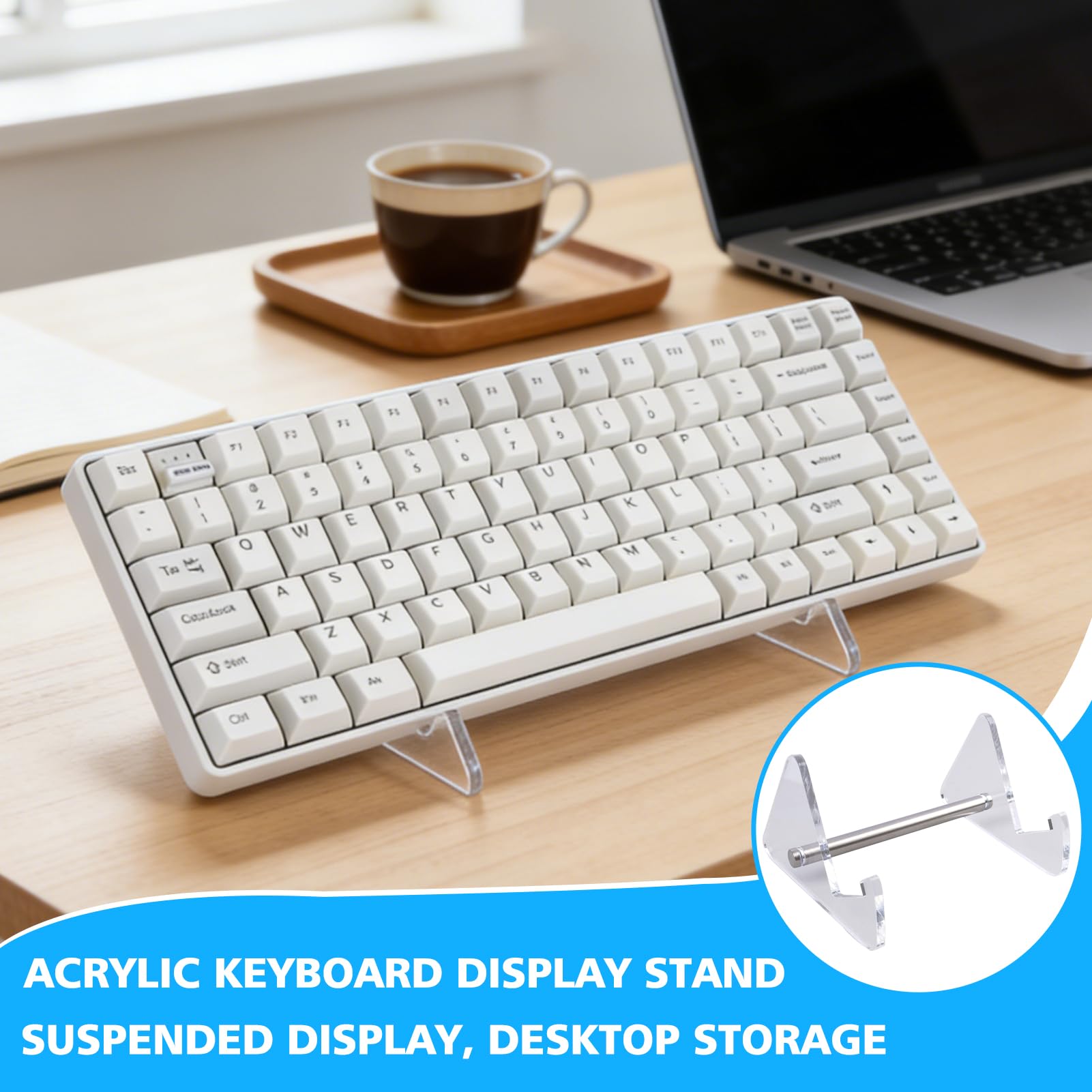 Soporte Exhibidor de Teclado Acrílico Transparente de 1 Nivel, Base Organizadora Universal para Teclado Mecánico, Estante de Almacenamiento para Escritorio, Oficina o Vitrina