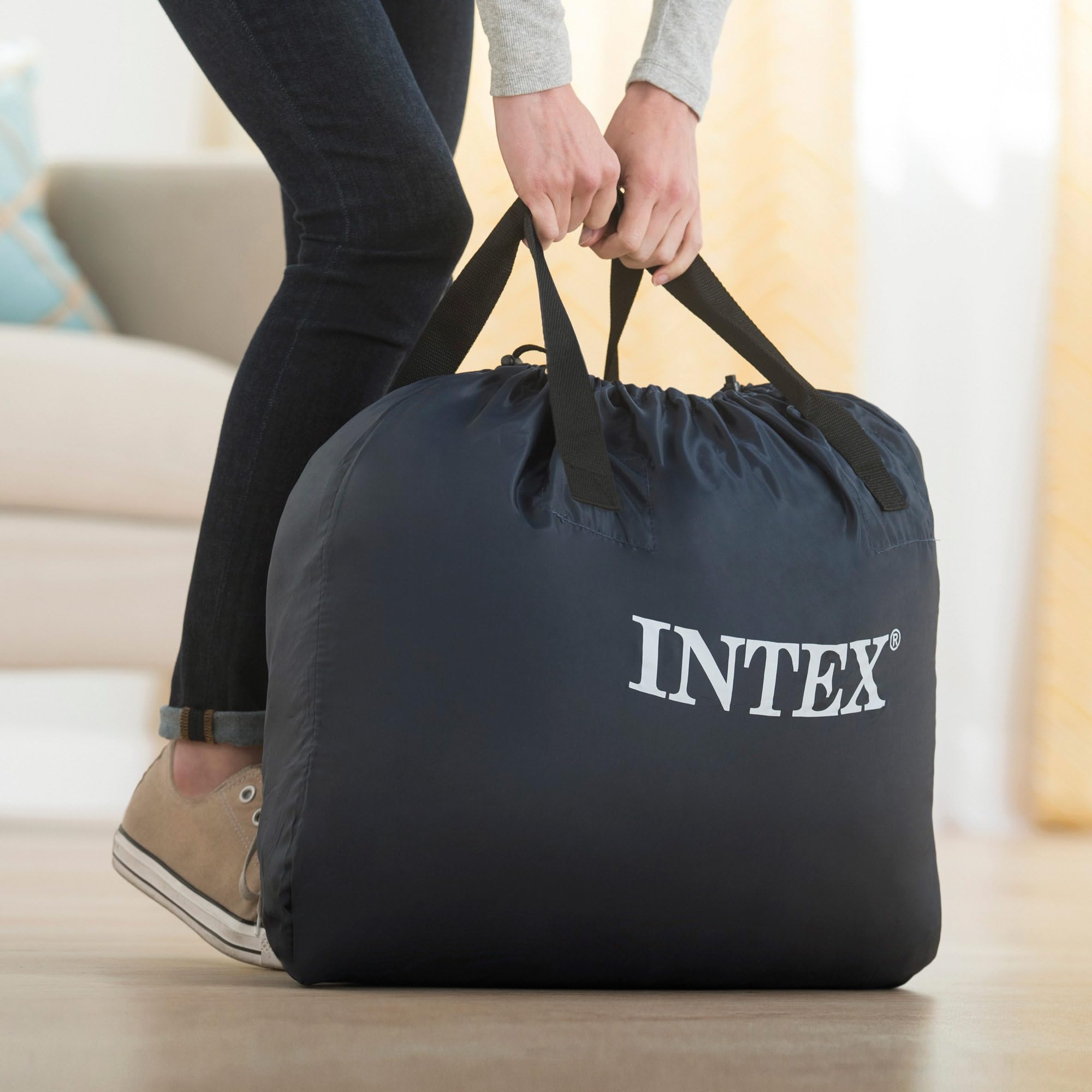 Intex 64450 Aufblasbare Matratze, Kopfteil, Plush Headboard, 152 x 236 x 46 cm, Doppelbett, für 2 Personen, Kopf 86 cm hoch, max. 272 kg, beflocktes Material, Luftmatratzen