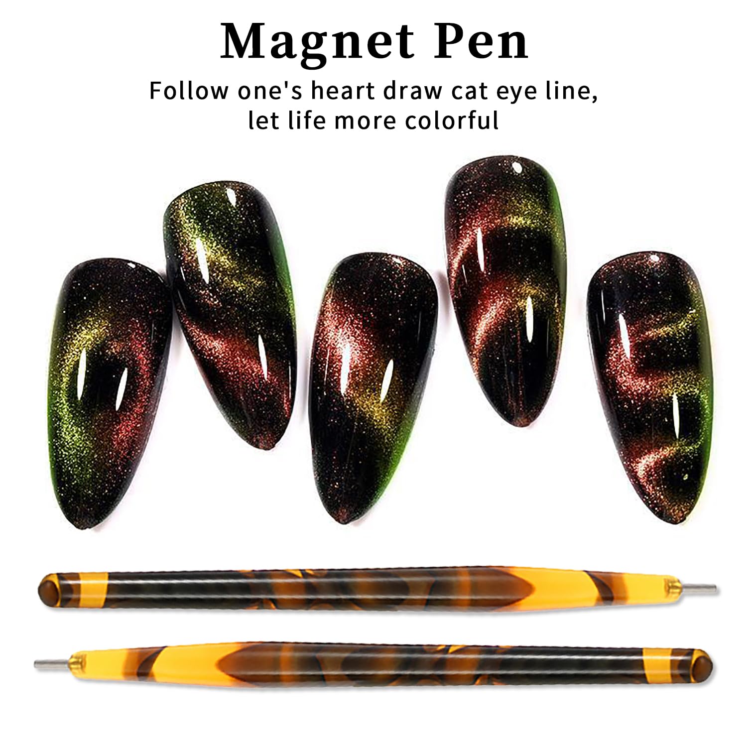 8 magneti per unghie a forma di occhio di gatto per allungare le unghie cilindriche a doppia estremità, magnete per unghie a forma di fiore, piccolo set di magneti rettangolari per unghie per